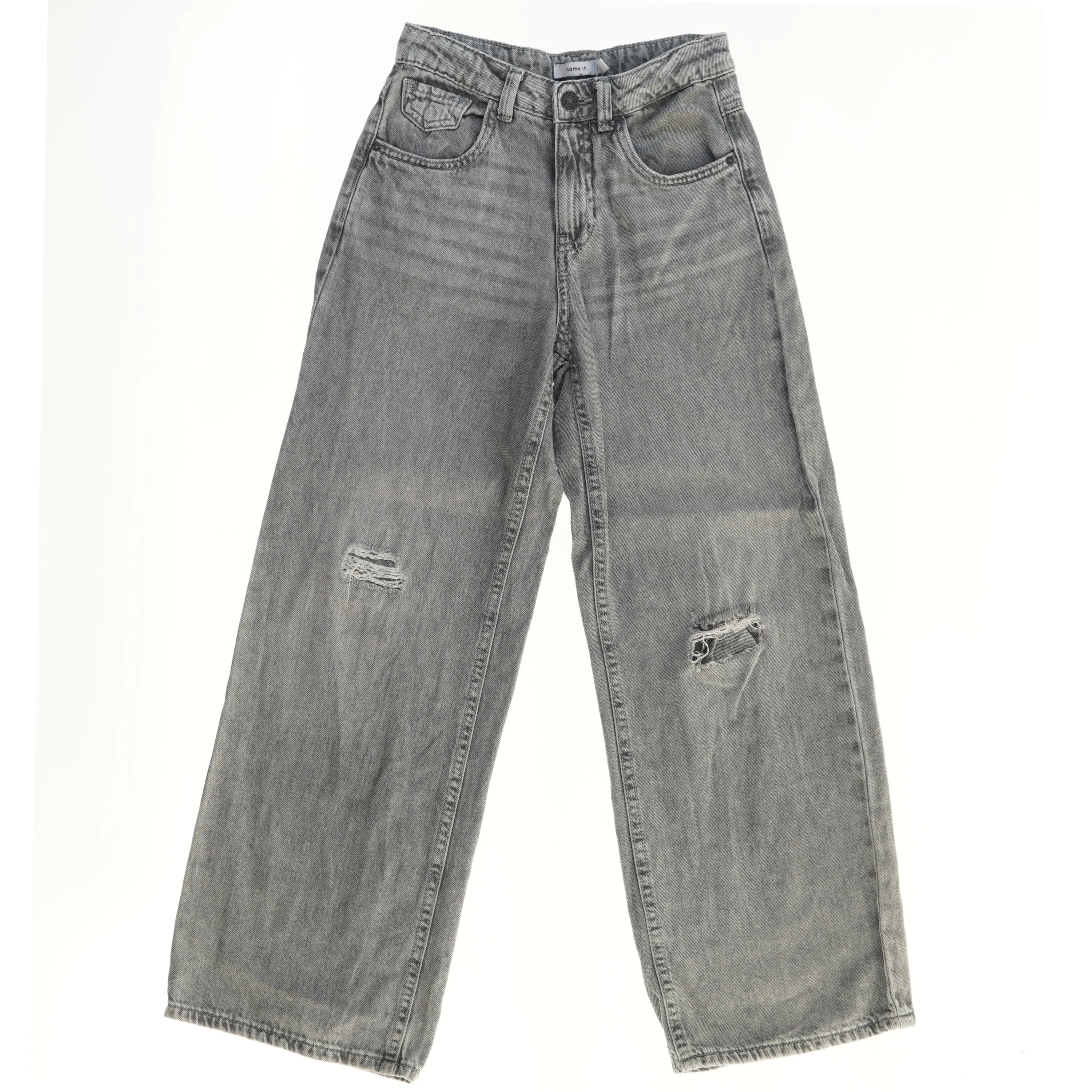 Grå wide-leg jeans fra Name It (str. 140)