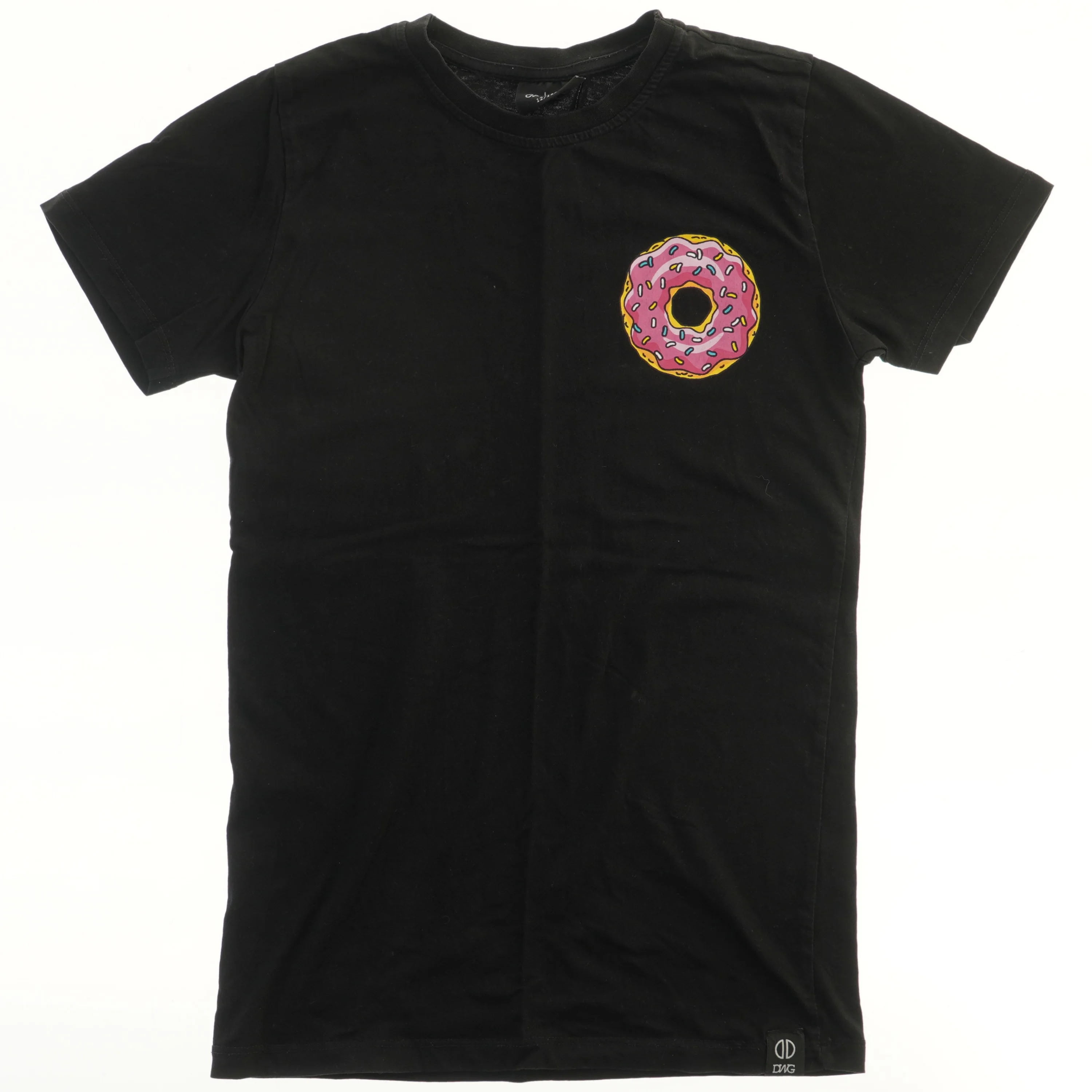 Sort T-shirt med donutmotiv fra DWG (str. 152)