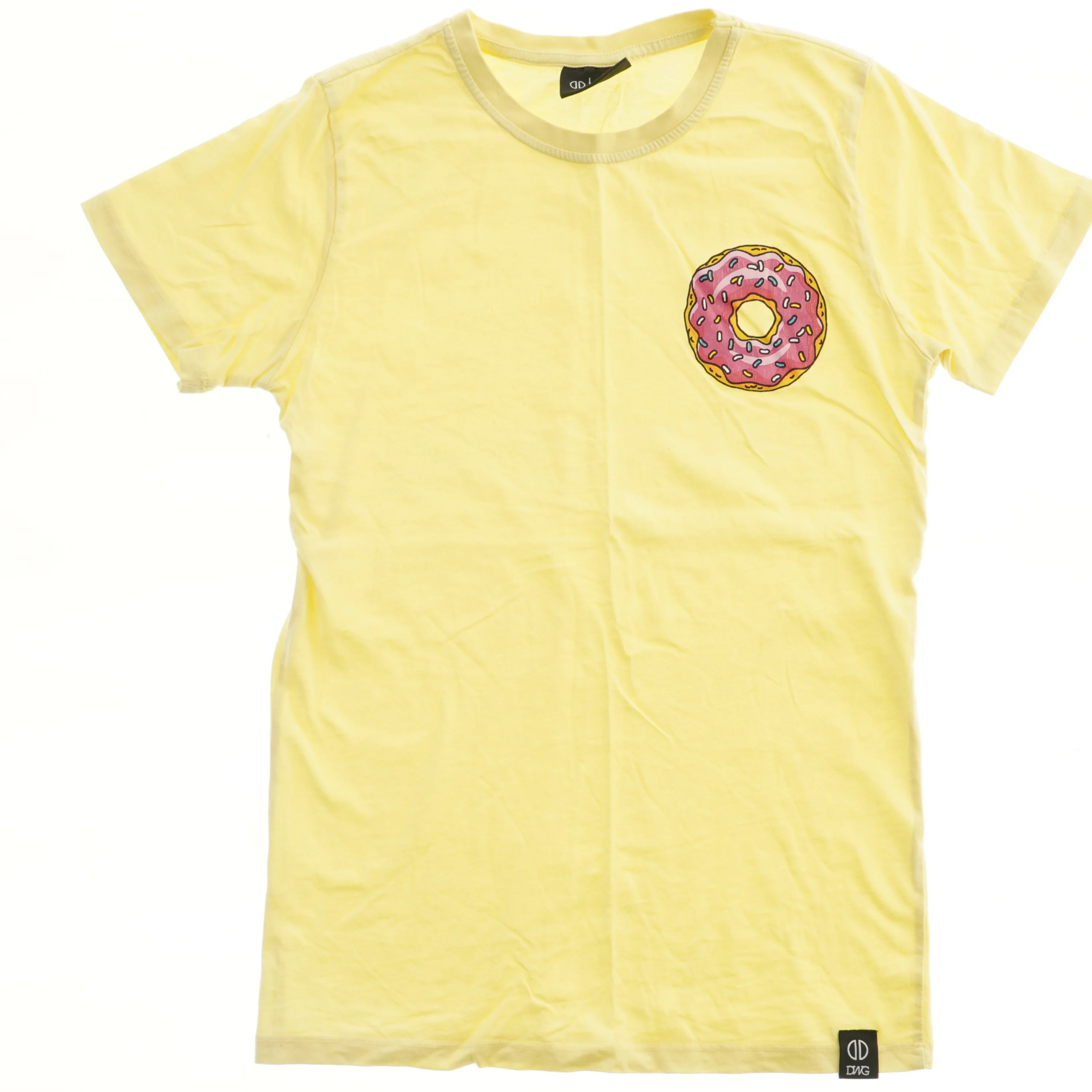 Gul T-shirt med donutmotiv fra DWG (str. 152)