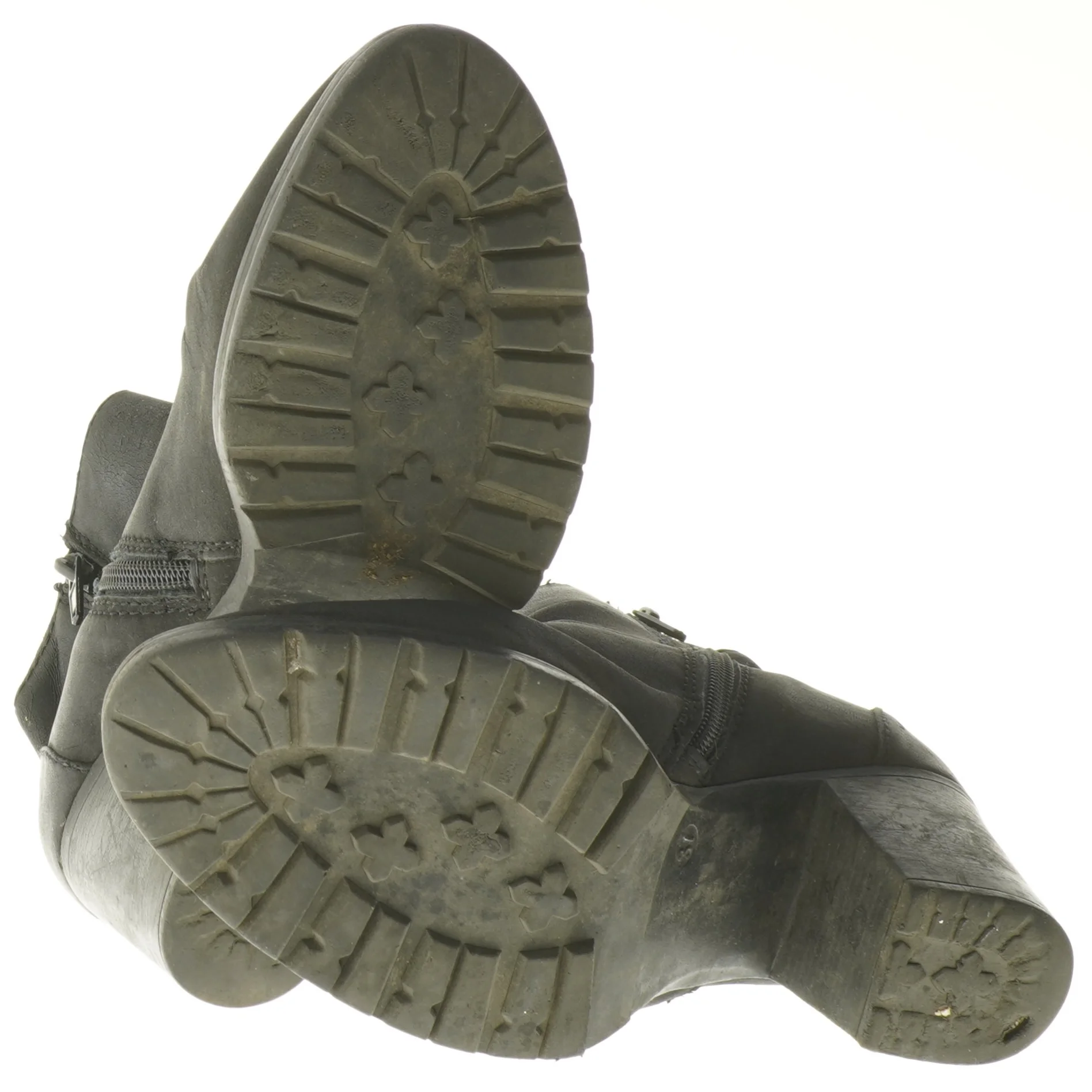 Sort støvle med blokhæl (str. 37 )