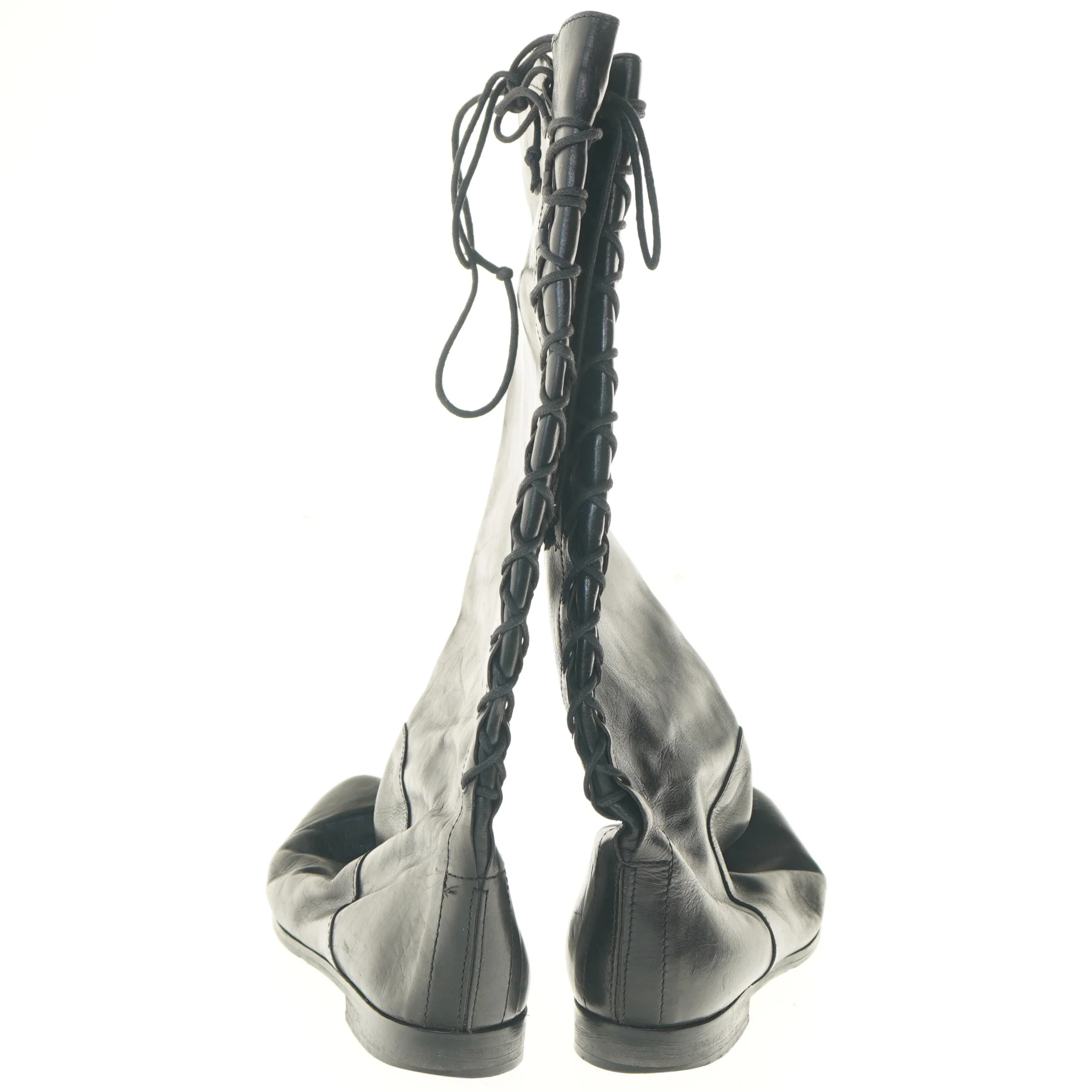 Sorte knæhøje støvler med snøre (str. 37 )