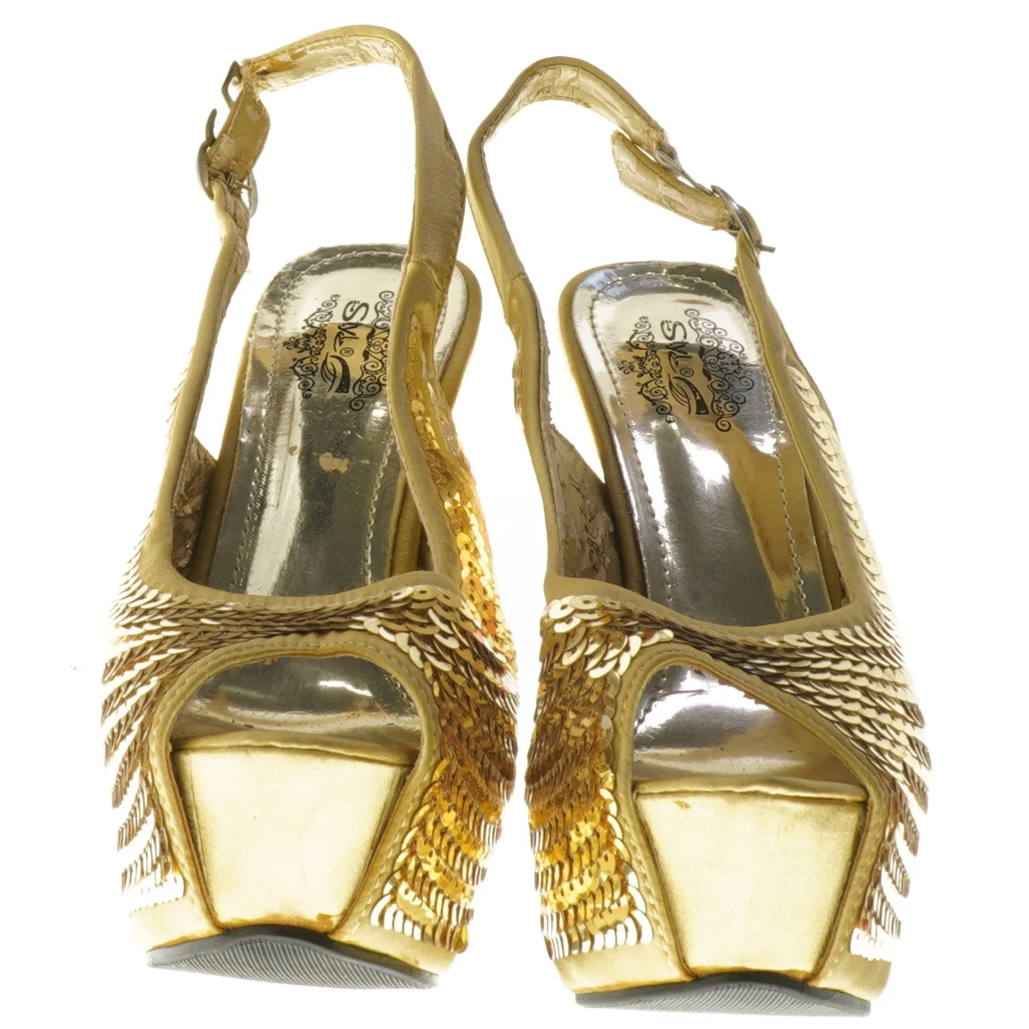 Guld stiletter i størrelse 37 (str. 37 )