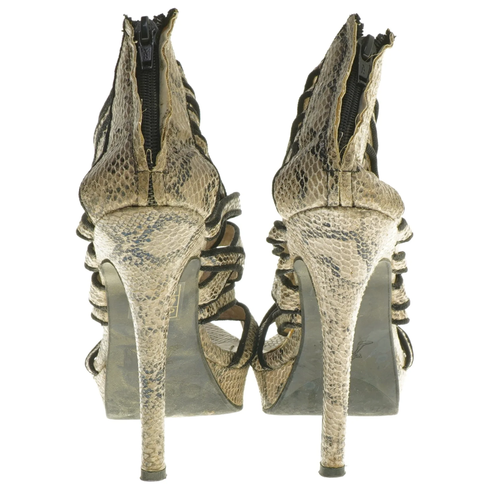 Højhælede slangeskindssandaler (str. 37 )