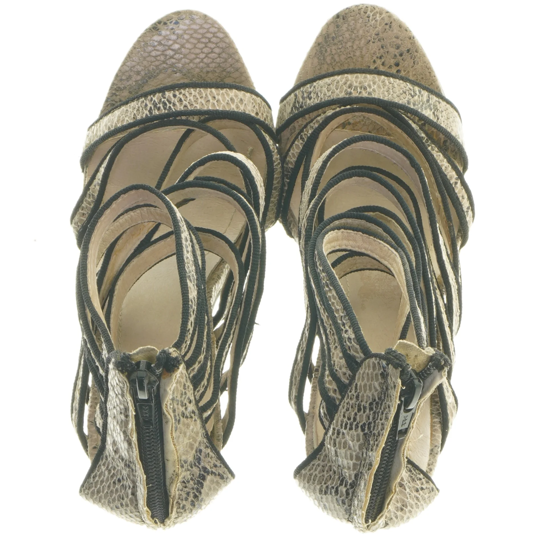 Højhælede slangeskindssandaler (str. 37 )