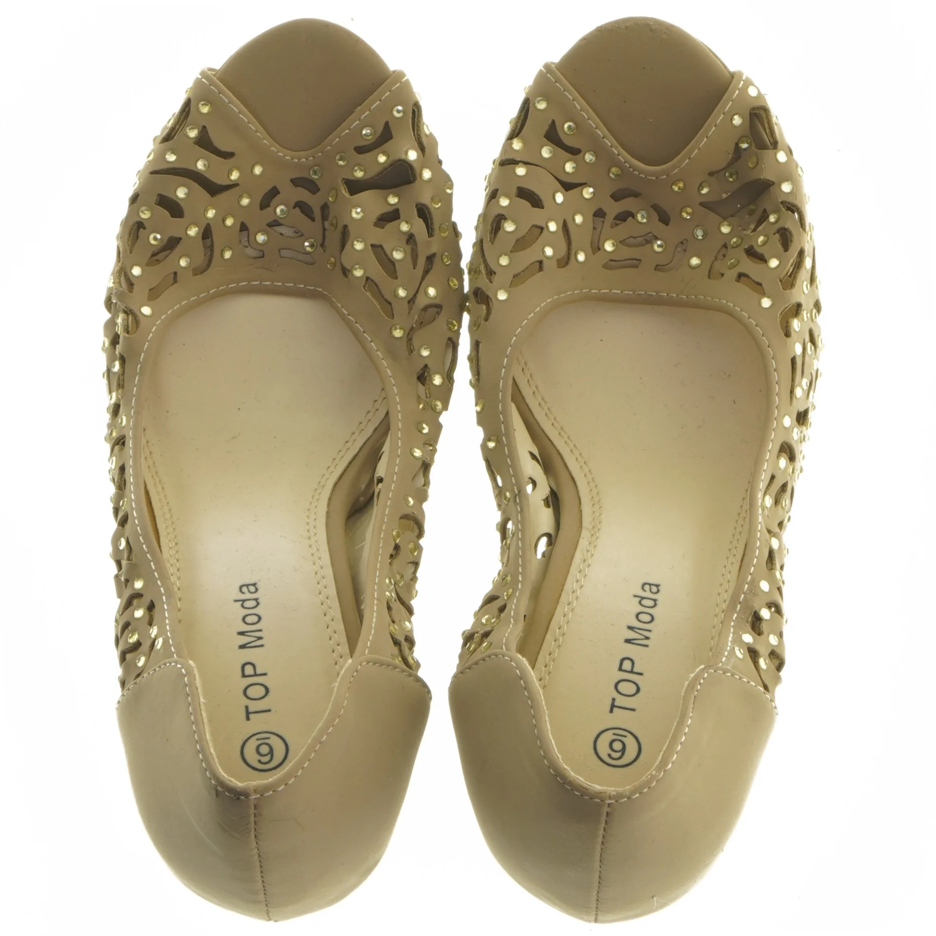 Beige højhælede sko i størrelse 36 fra Top Moda (str. 36 )