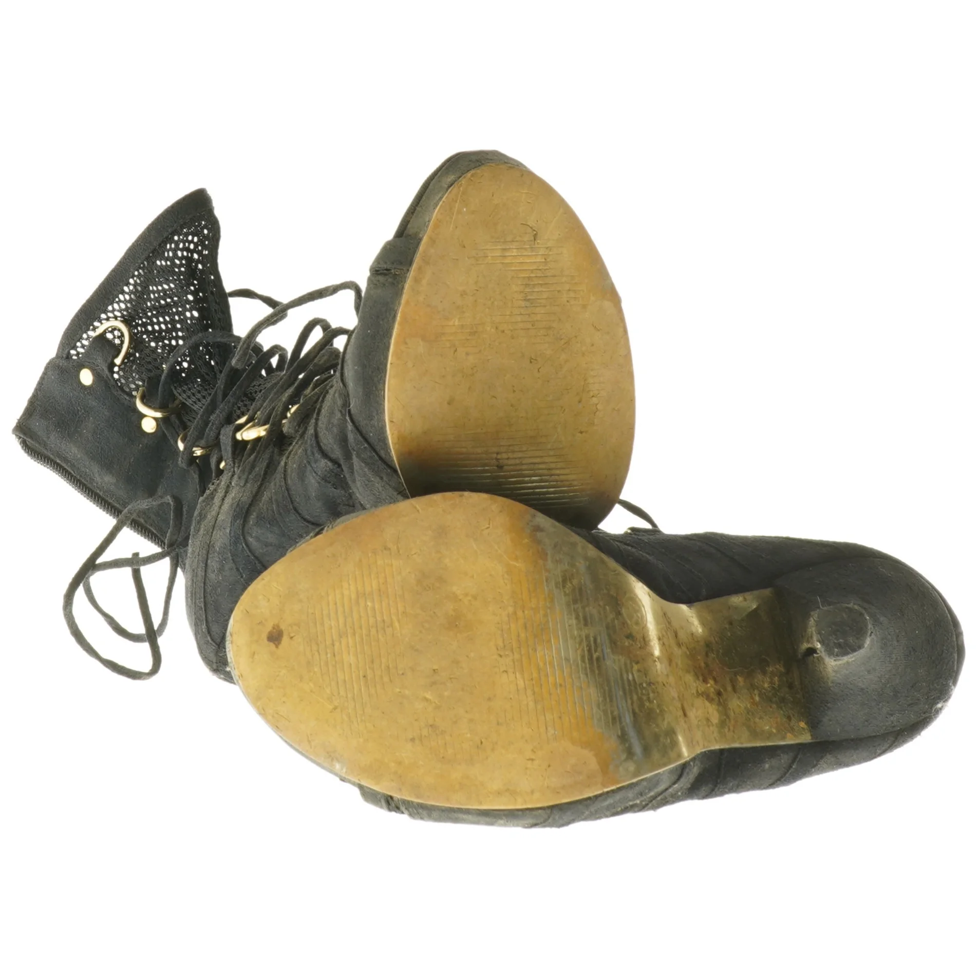 Sort snørestøvler med hæl (str. 37 )