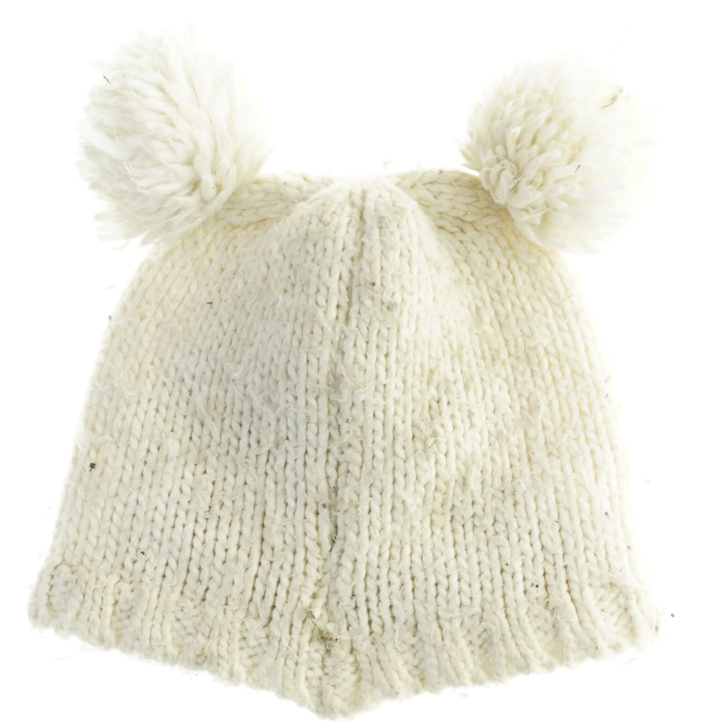 Strikket hue med pomponer (str. 20x20 cm)
