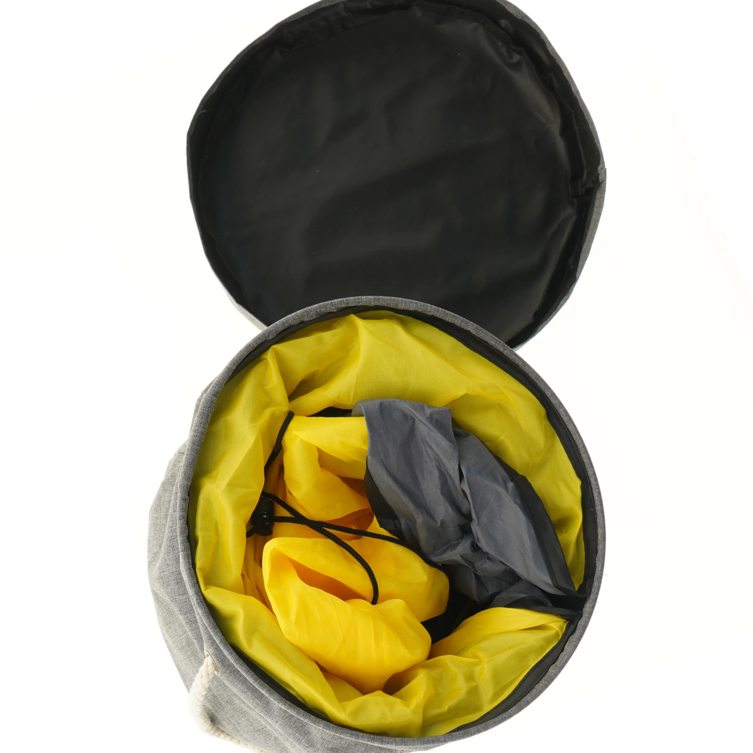 Grå opbevaringskurv med låg (str. 31x Ø 30 cm)