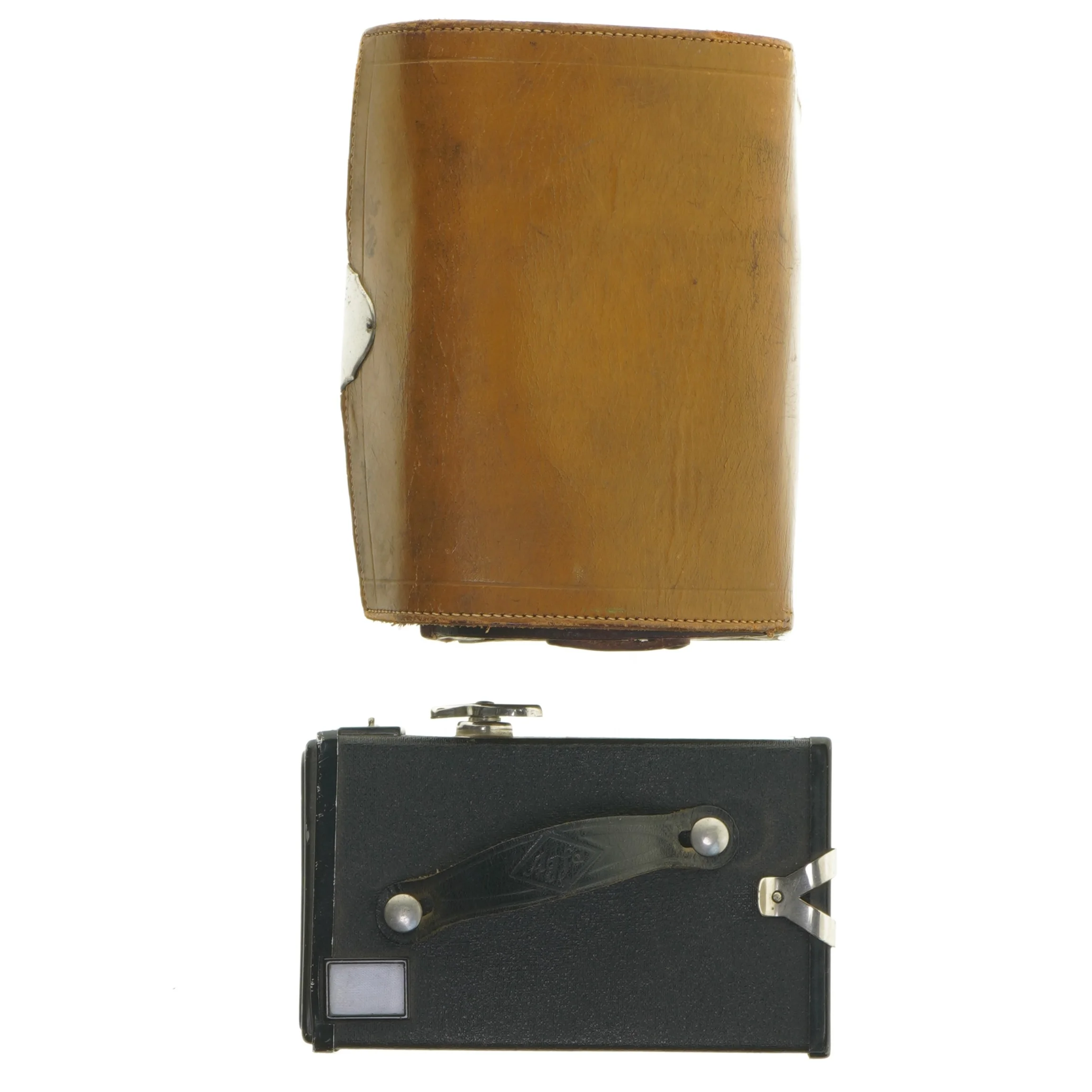 Vintage kamera med taske (str. 11x13x8 cm)