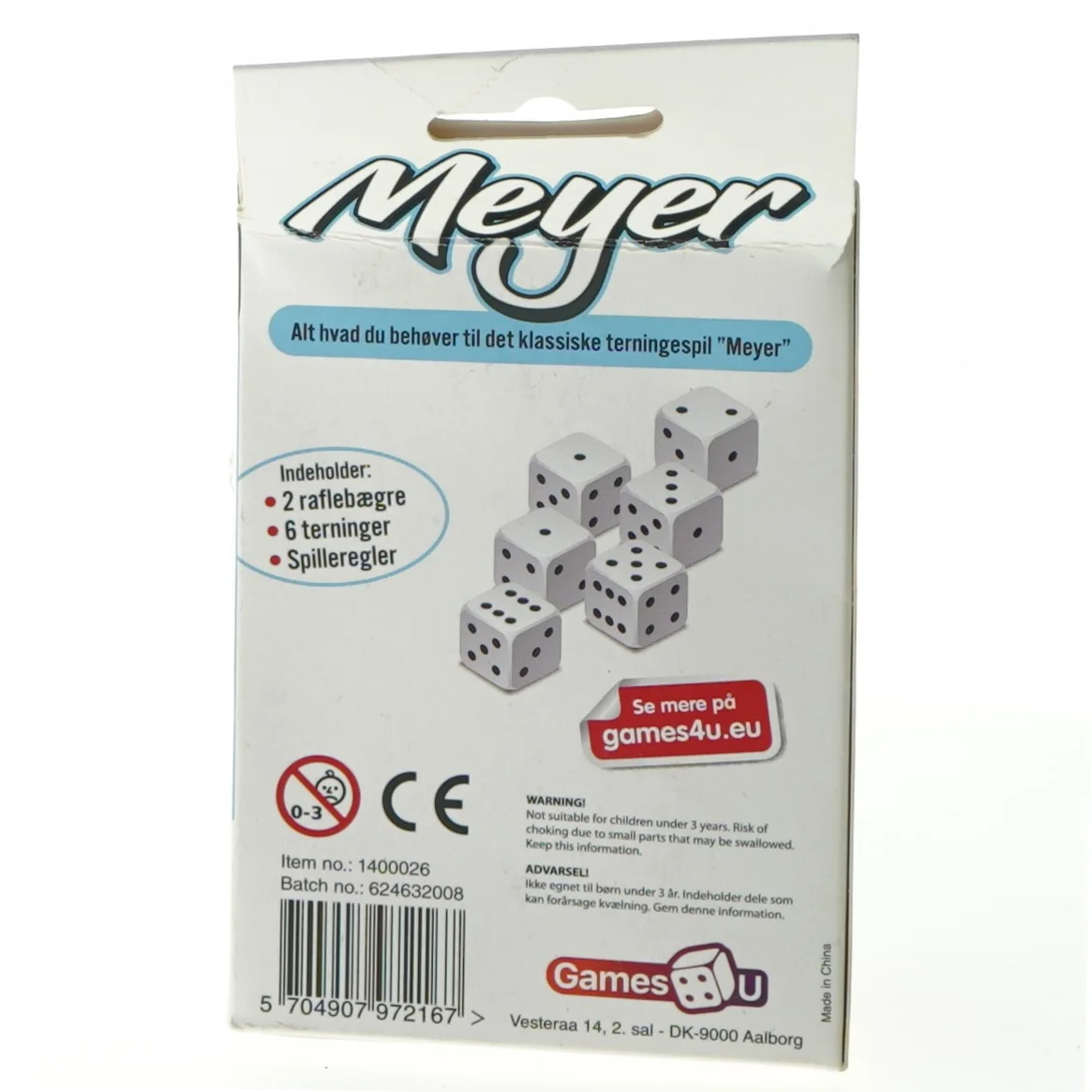 Meyer terningespil fra Games U (str. 13 x 8 cm)