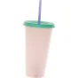 Plastik drikkekop med låg og sugerør (str. 18 cm)