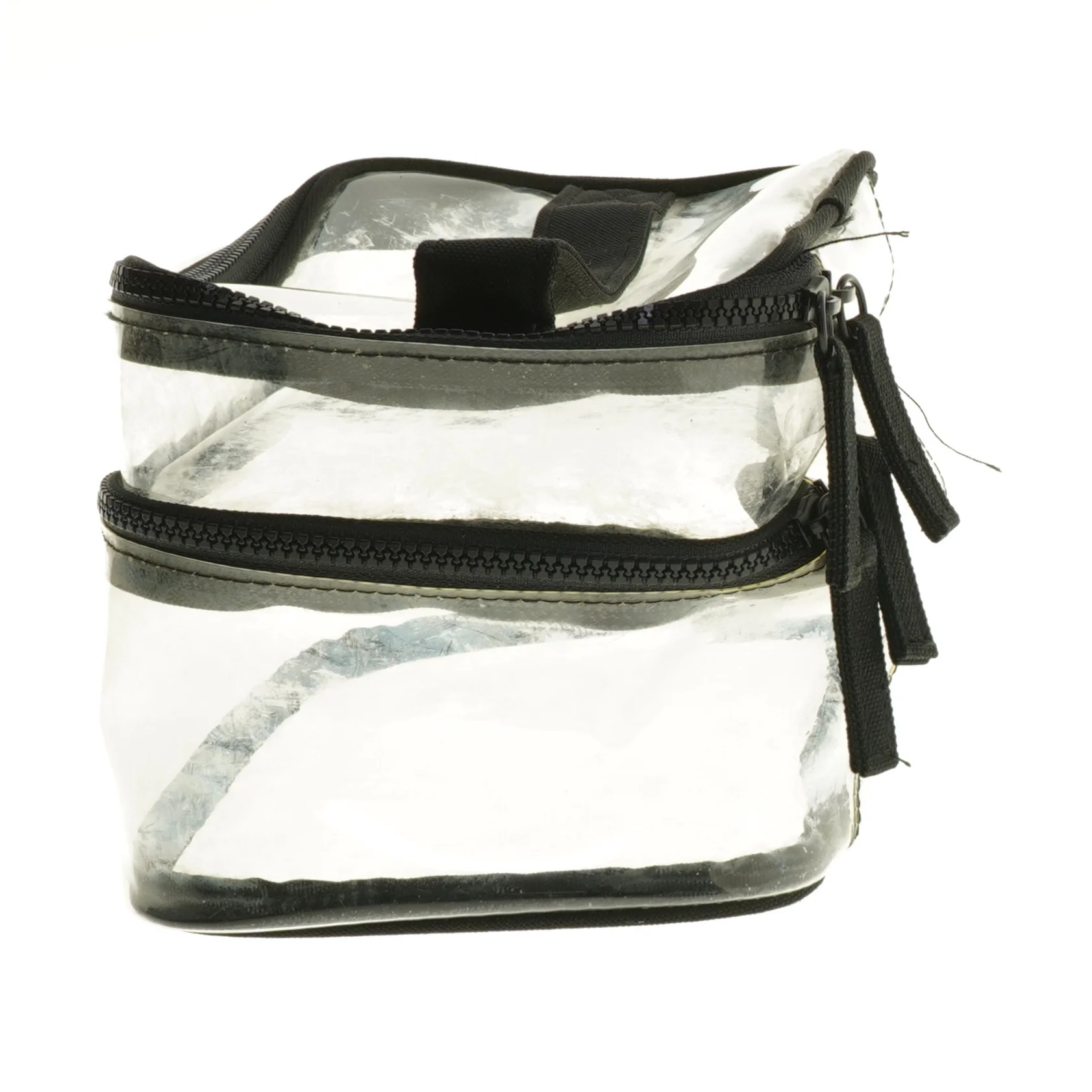 Transparent toilettaske med to lynlåse (str. 21x12 cm)