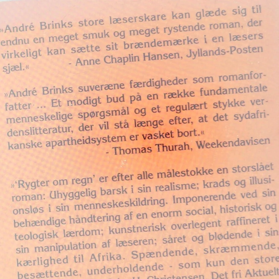 Rygter om regn af André Brink (Bog)
