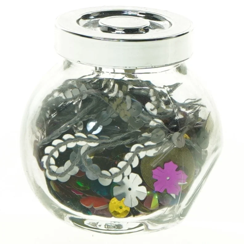 Glaskrukke med palietter