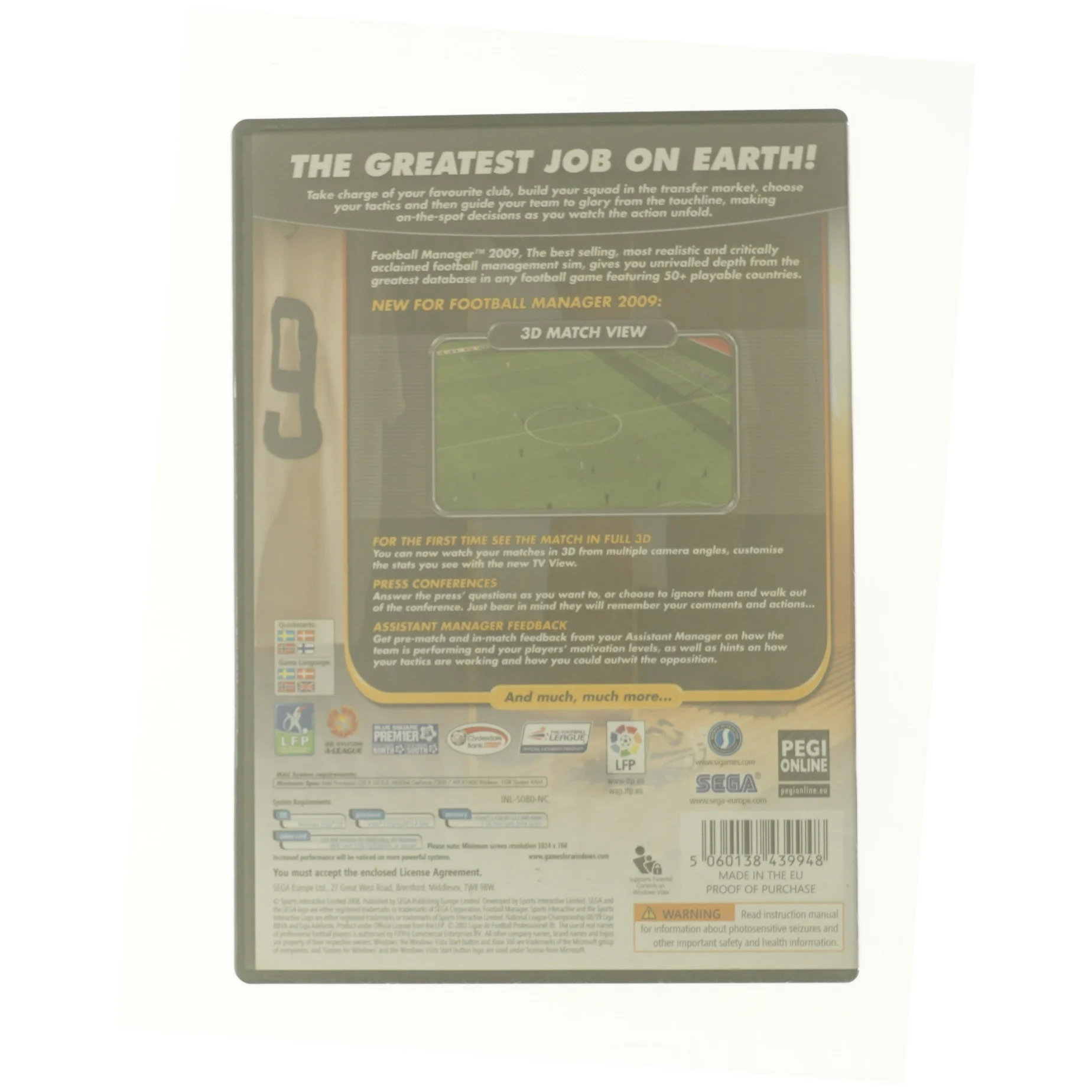 Football Manager 2009 fra DVD