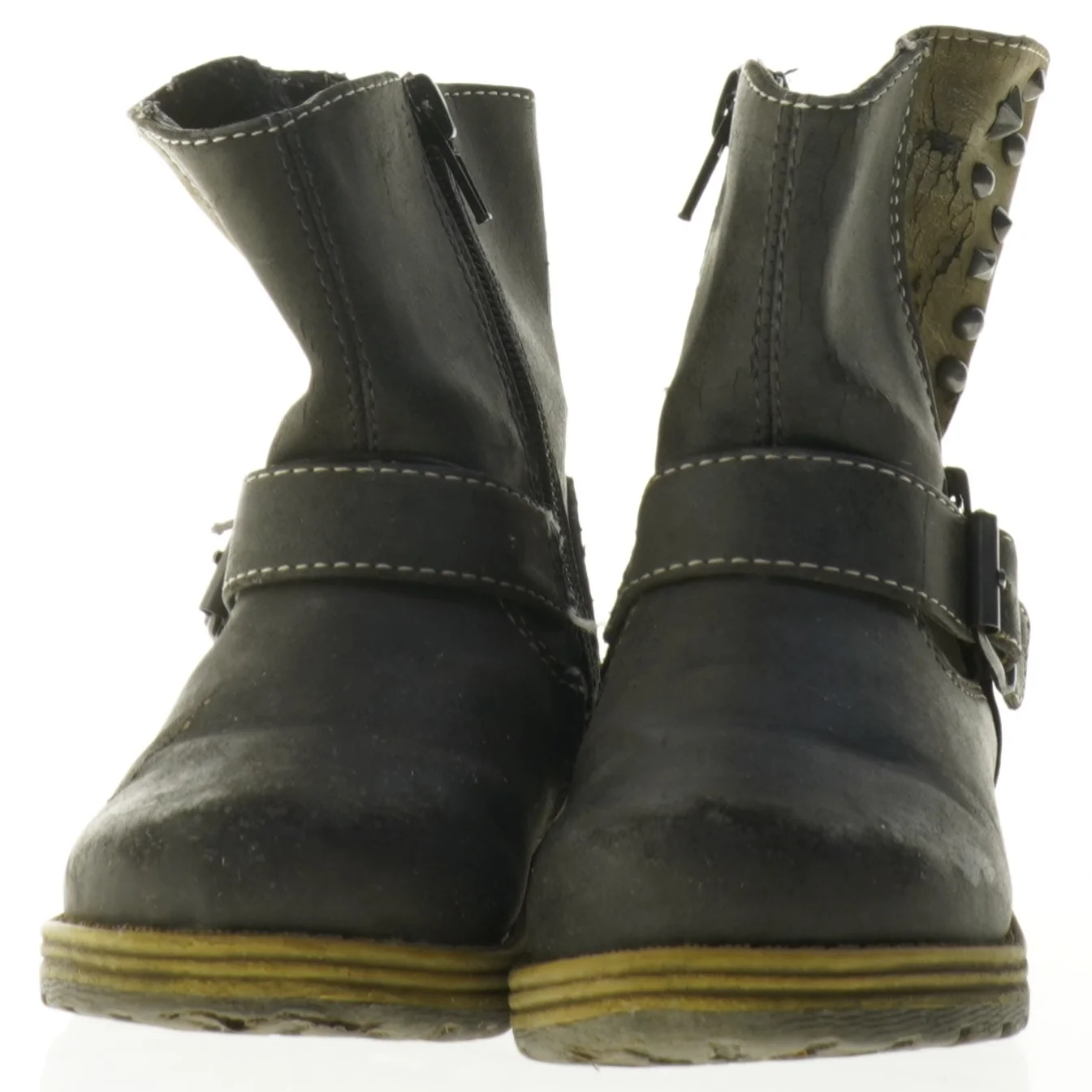 Sorte læderstøvler med spænder (str. 25)