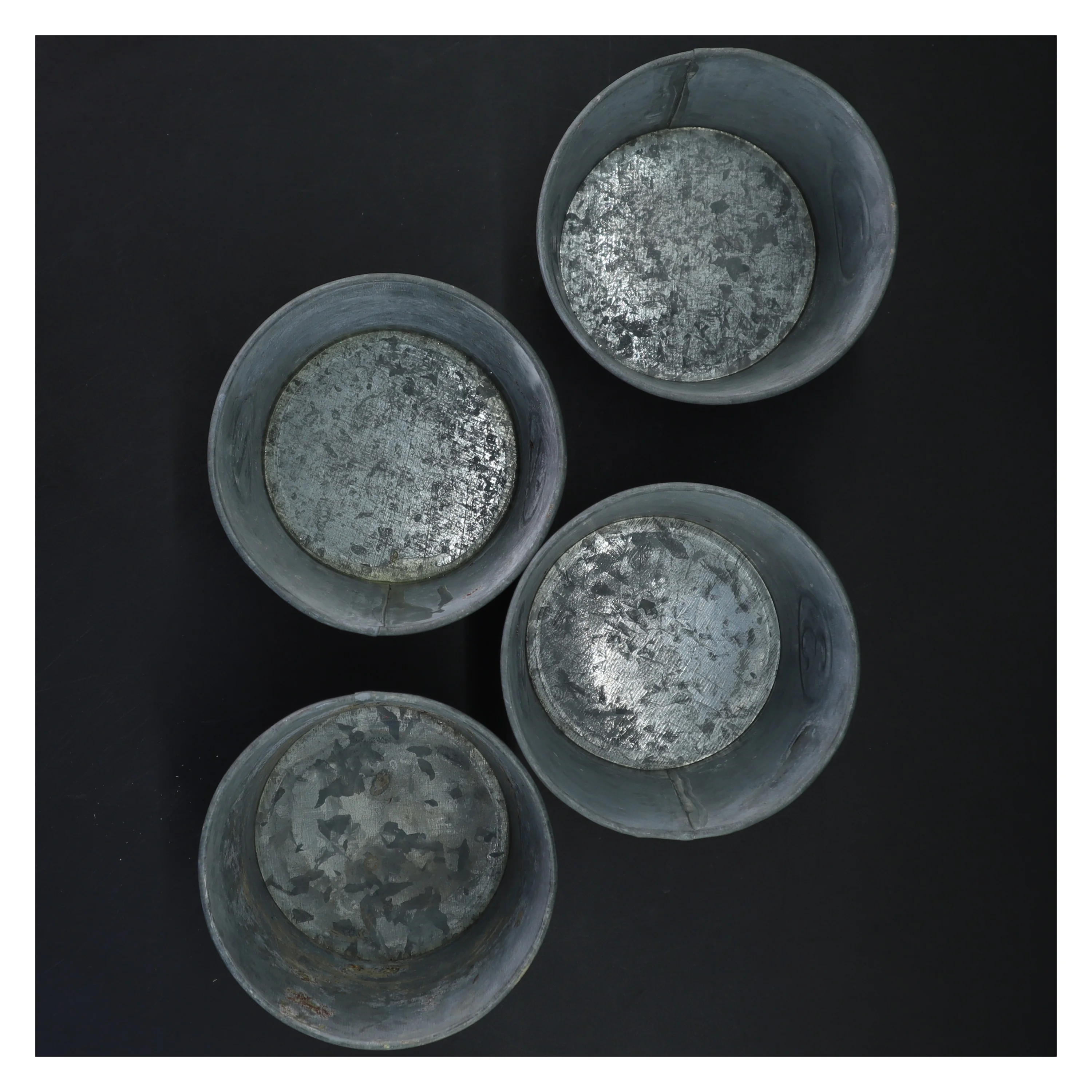 Zink potter til advent dekoration, 4 stk. med tallene 1-4 (str. Ø 11x9 cm)