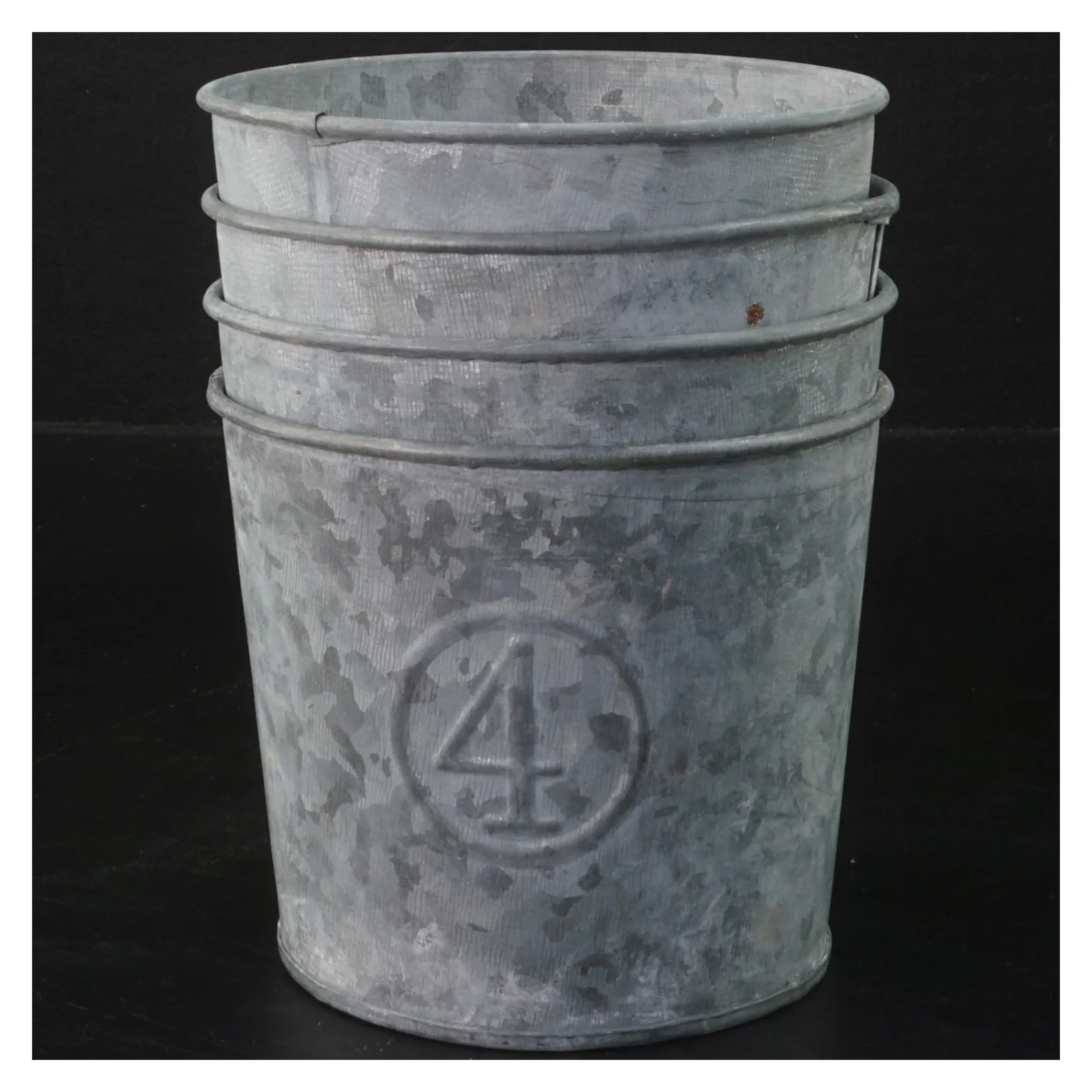 Zink potter til advent dekoration, 4 stk. med tallene 1-4 (str. Ø 11x9 cm)