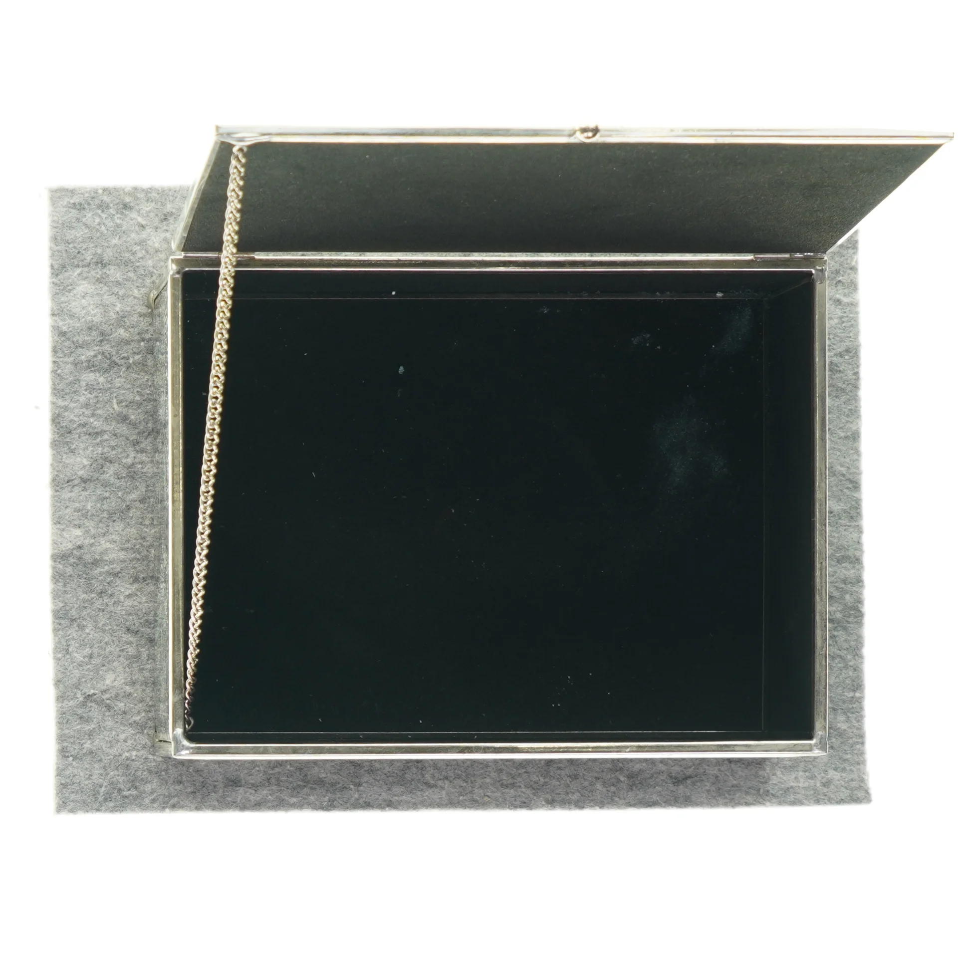 Spejlæske med motiver af fjer (str. 19 x 14 x 8 cm)