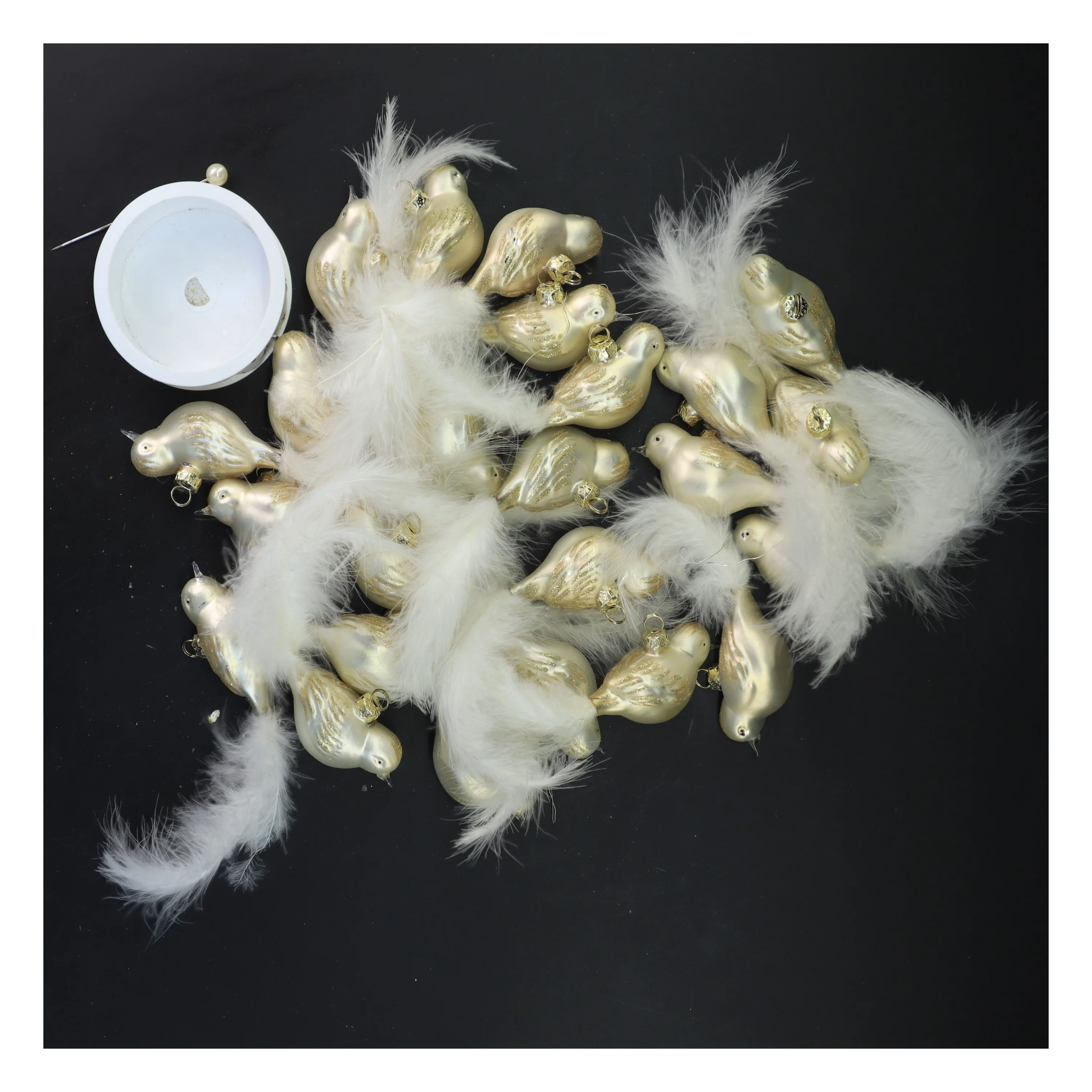 Julefugle med fjerhaler, 25 stk.