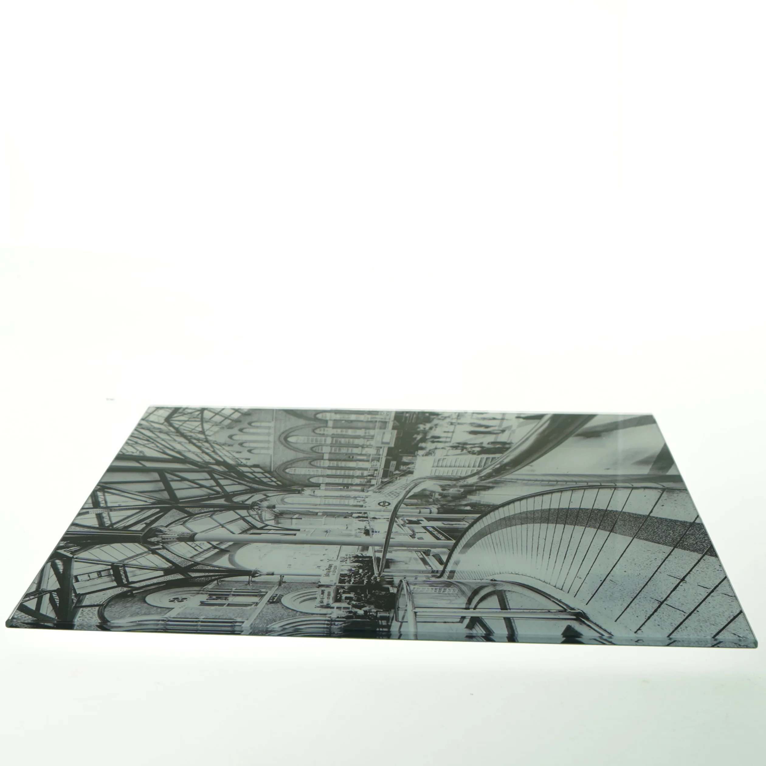 Sort-hvidt vægbillede på glas - af indendørs arkitektur (str. 30 x 30 cm)