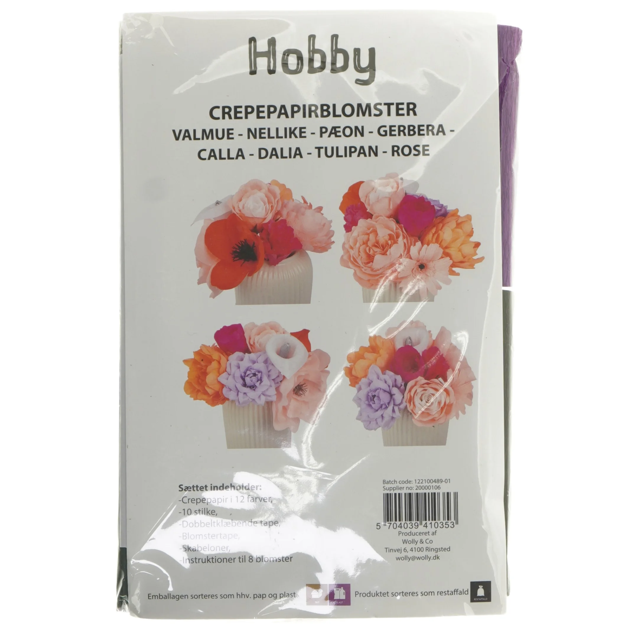 Crepepapirblomster hobby sæt fra Wolly & Co (str. 26x16 cm)