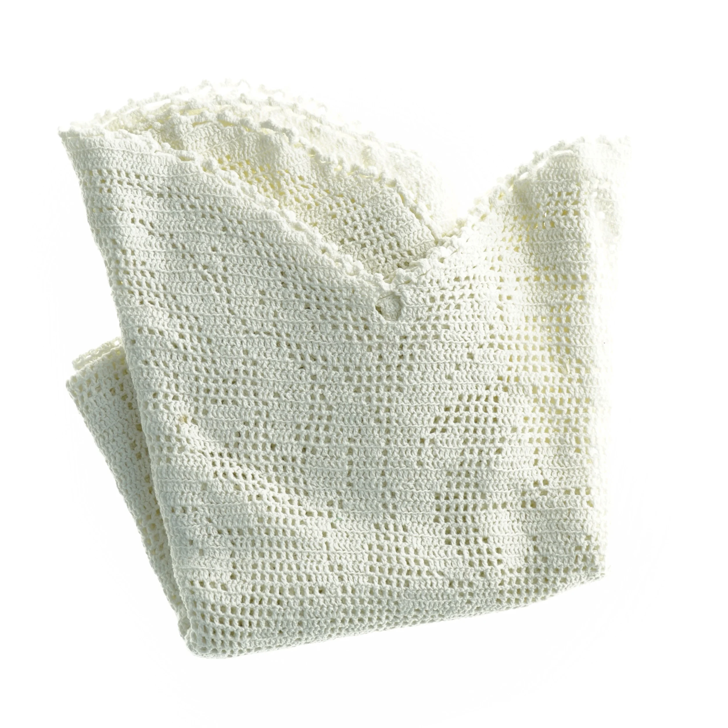 Håndstrikket tæppe (str. 90 x 86 cm)