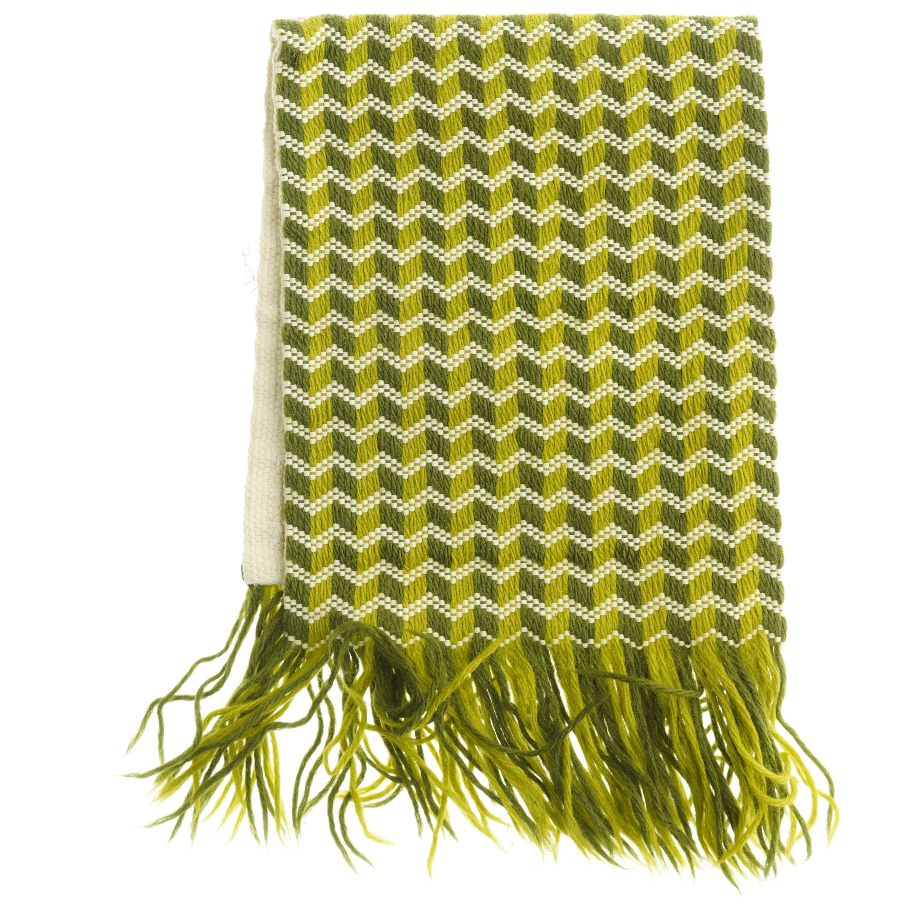 Grøn og hvid vævet tørklæde (str. 77 x 31 cm)