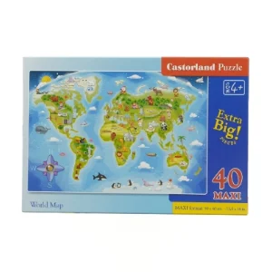 Børnepuslespil med verdenskort fra Castorland (str. 59 x 40 cm)