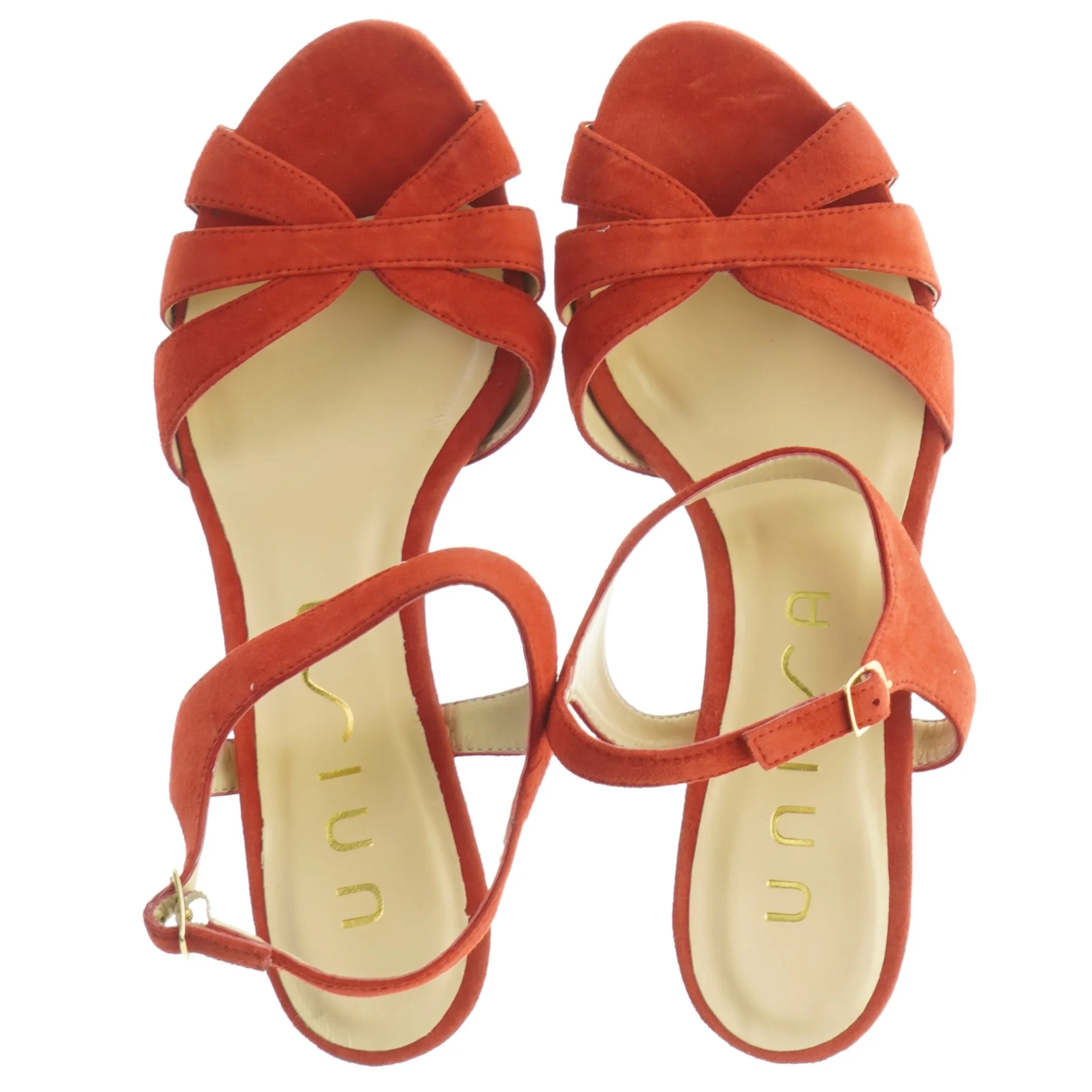 Røde ruskindsko med kilehæl fra Unisa (str. 40)