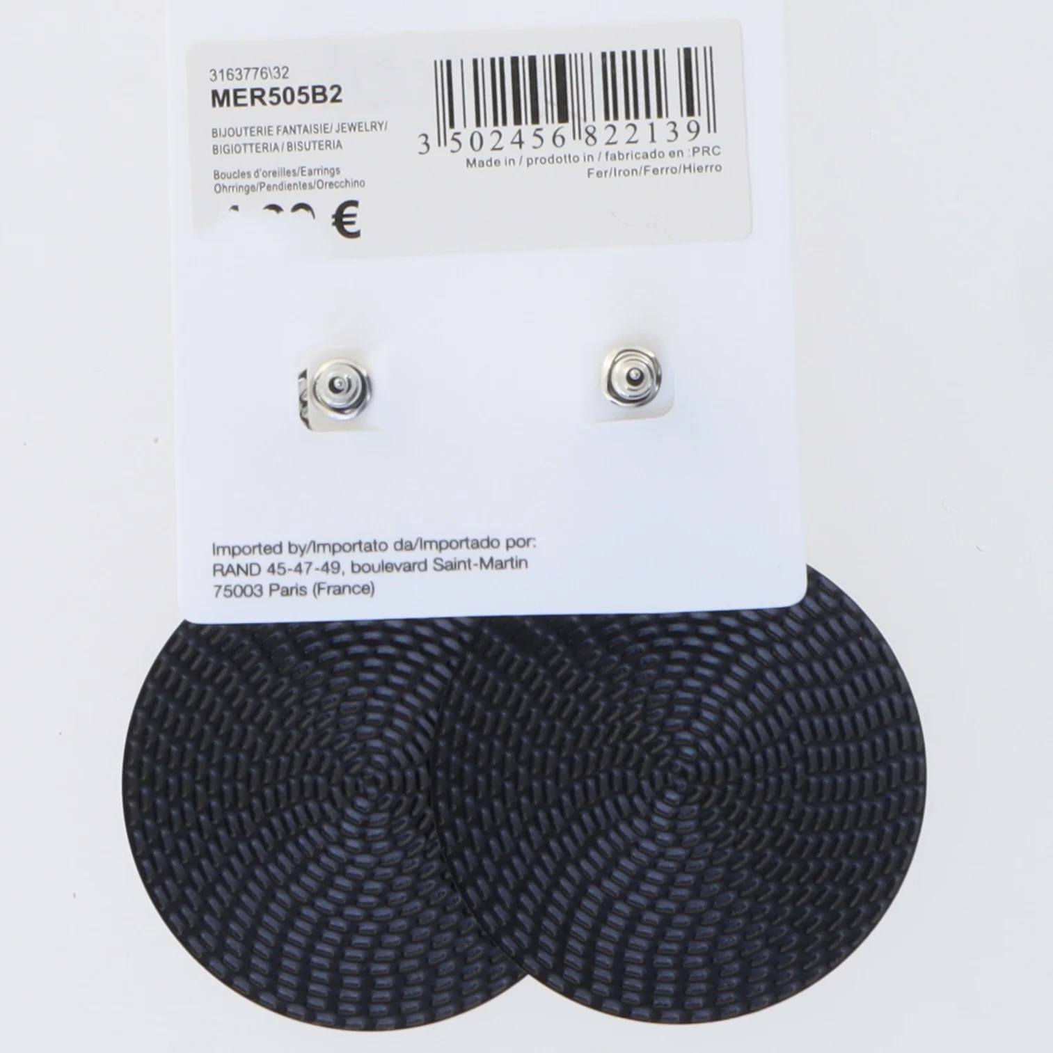 Øreringe i sort og hvid (str. 4 cm)