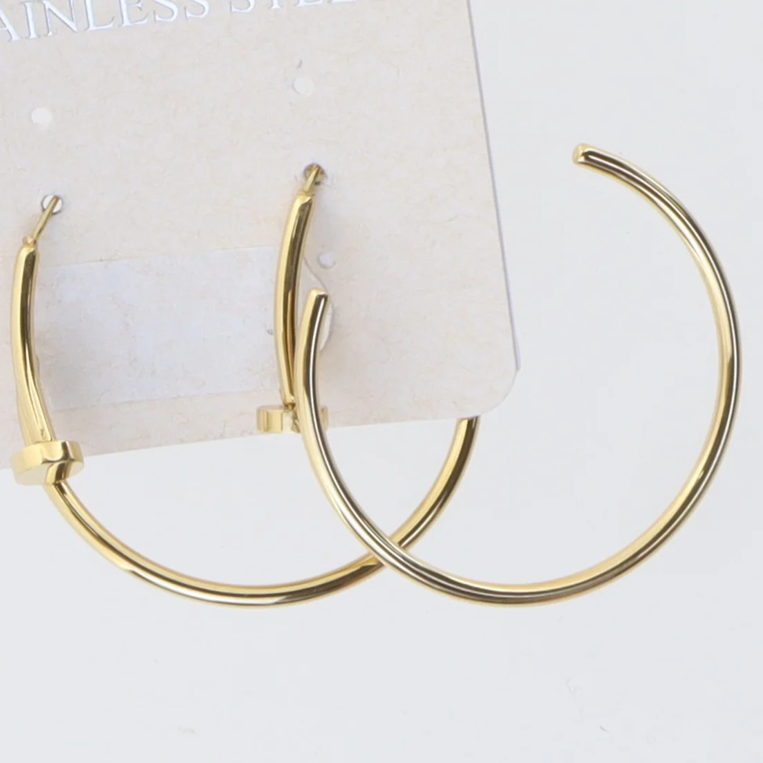 Guldfarvede rustfrit stål øreringe (str. 3,5 cm)