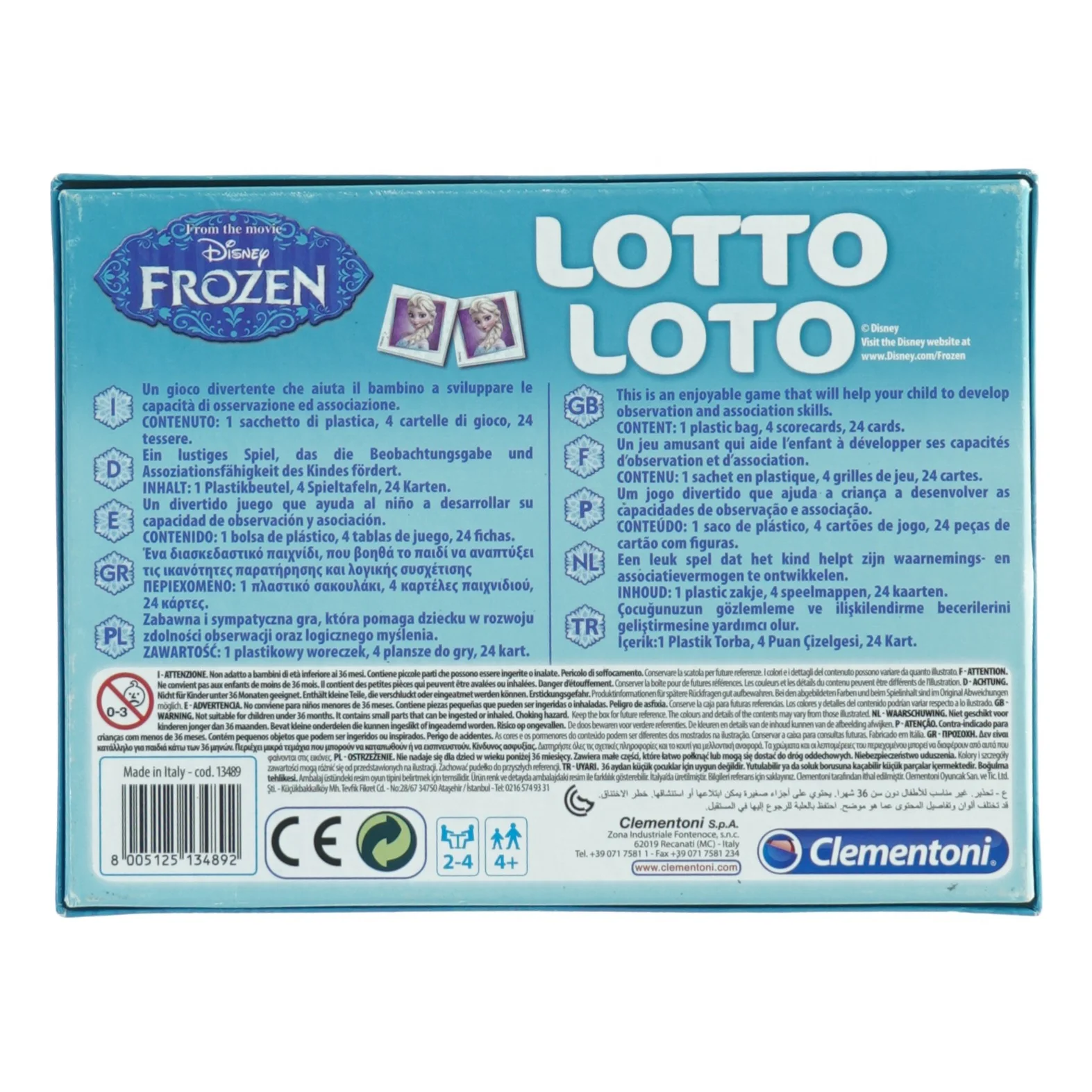 Frozen lottospil fra Clementoni (str. 20 x 15 cm)