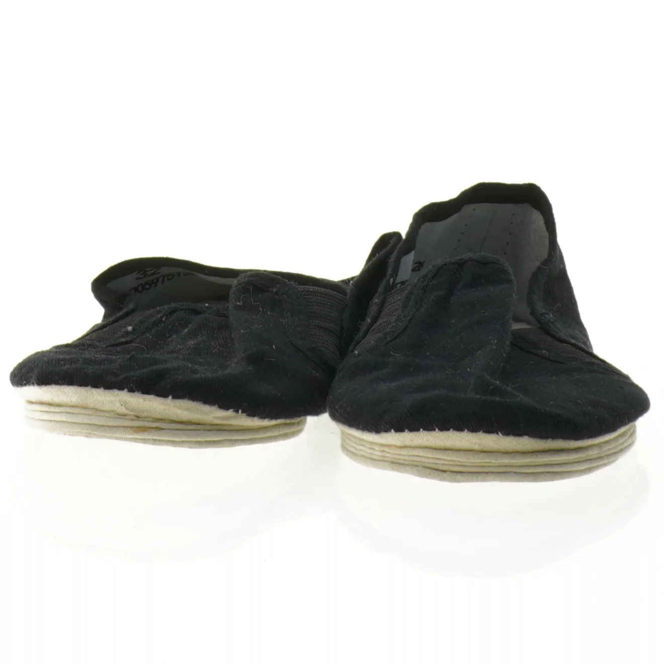 Sorte stof-tøfler (str. 32)