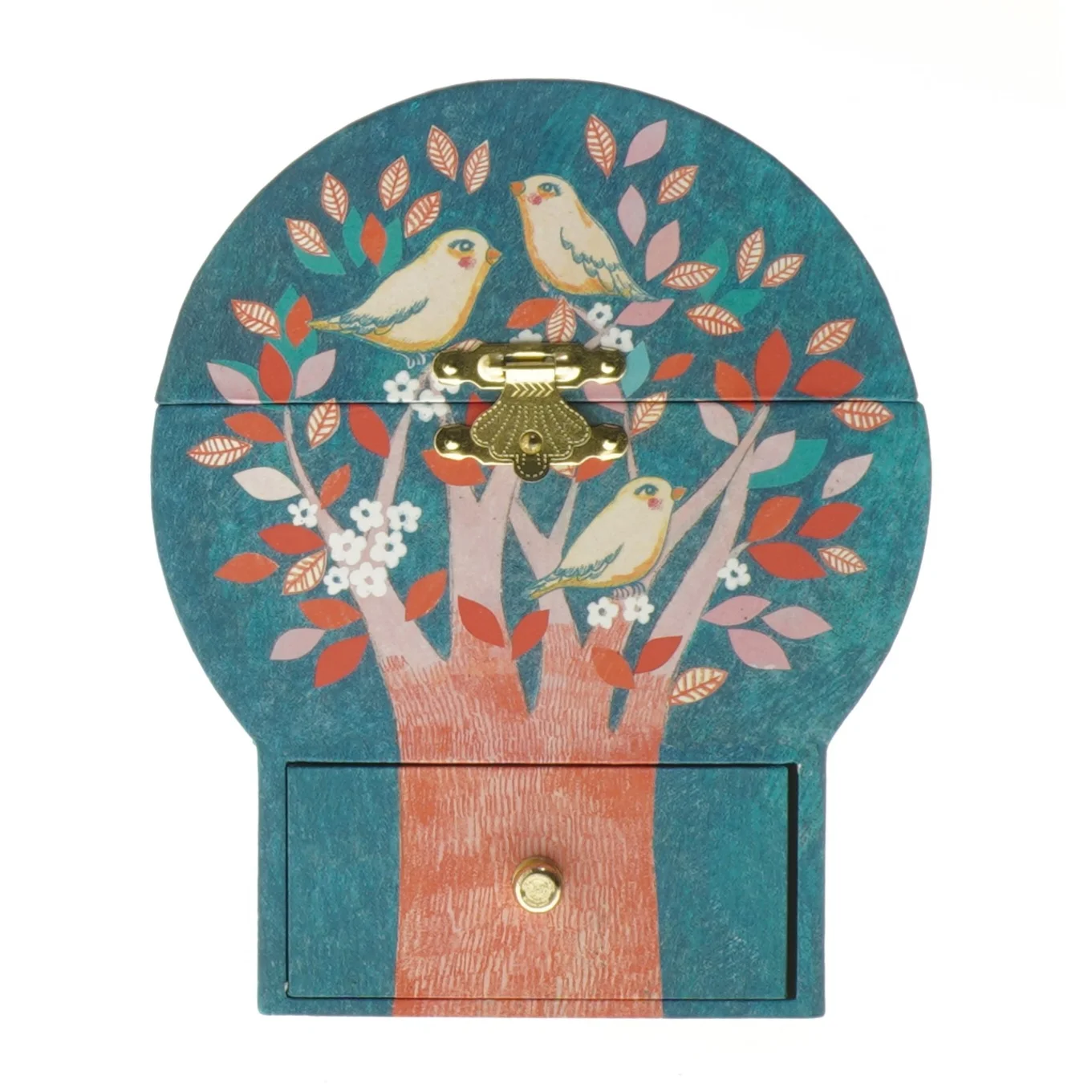 Musikalsk smykkeskrin med fuglemotiv (str. 16x13,5 cm)