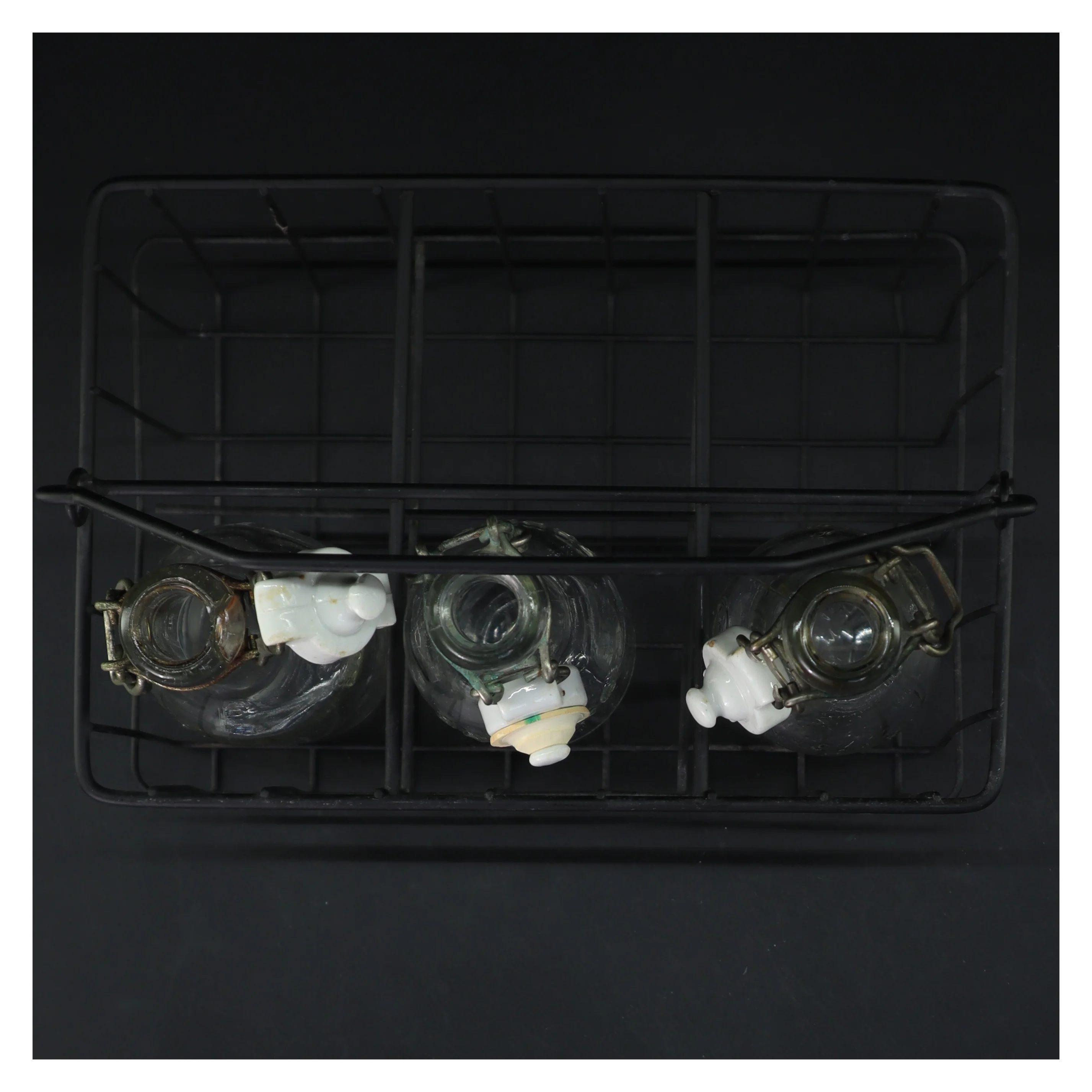 Glasflasker med metalstativ (str. 24x16 cm)