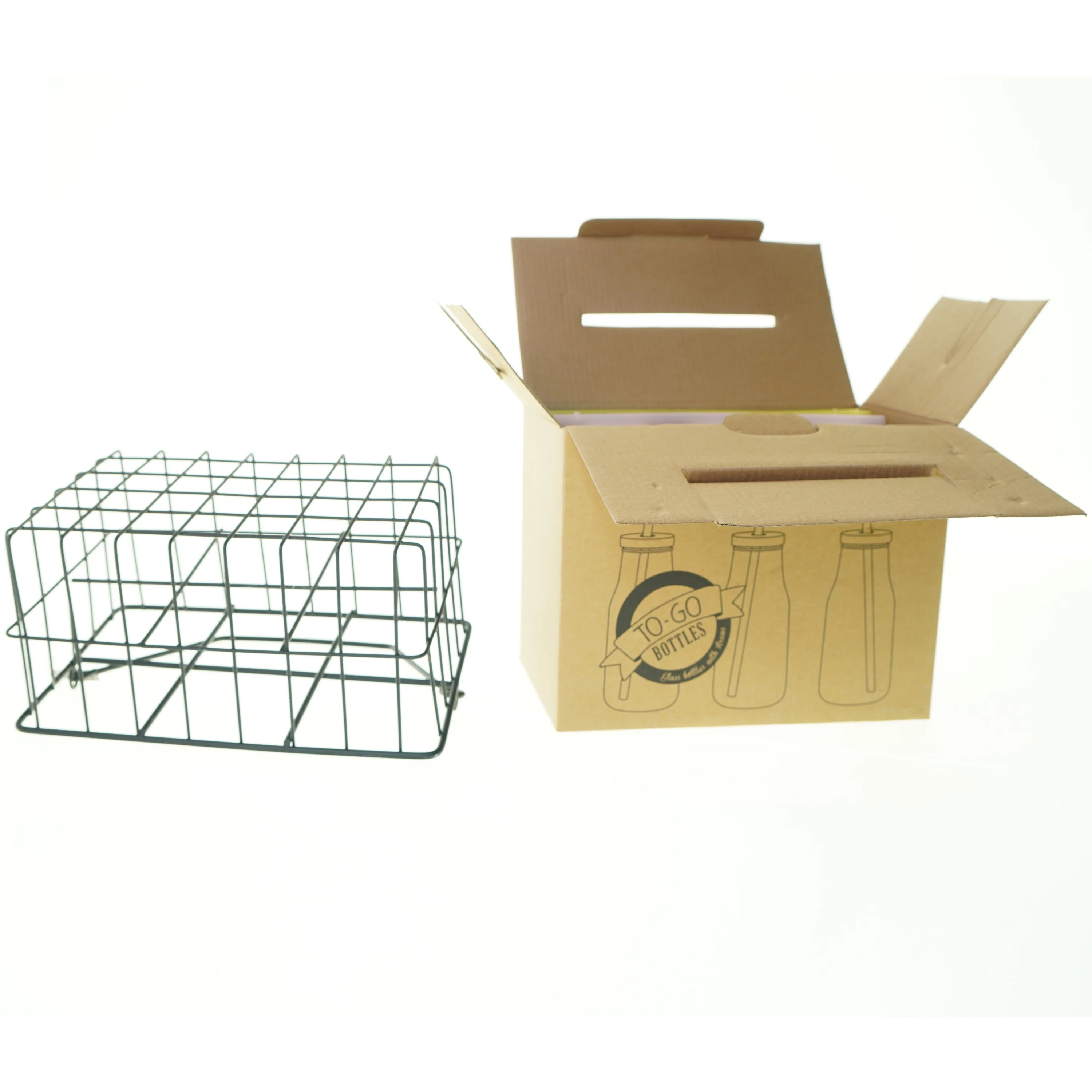 To go bottles med kurv fra LagerHaus (helt ny! str. 22 x 13 x 17 cm)