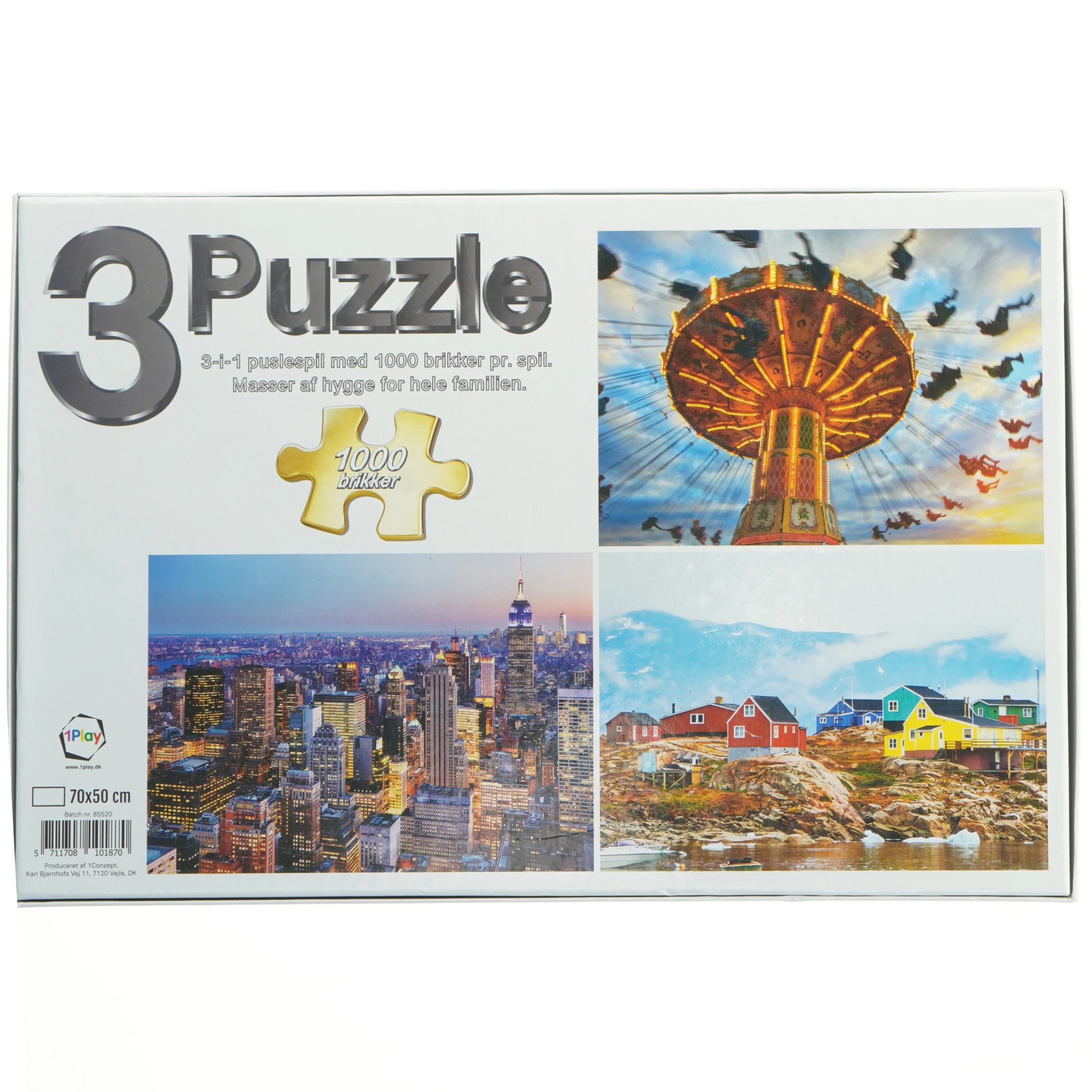 3-i-1 puslespil 1000 brikker fra 1 Play (str. 1000 brikker cm)