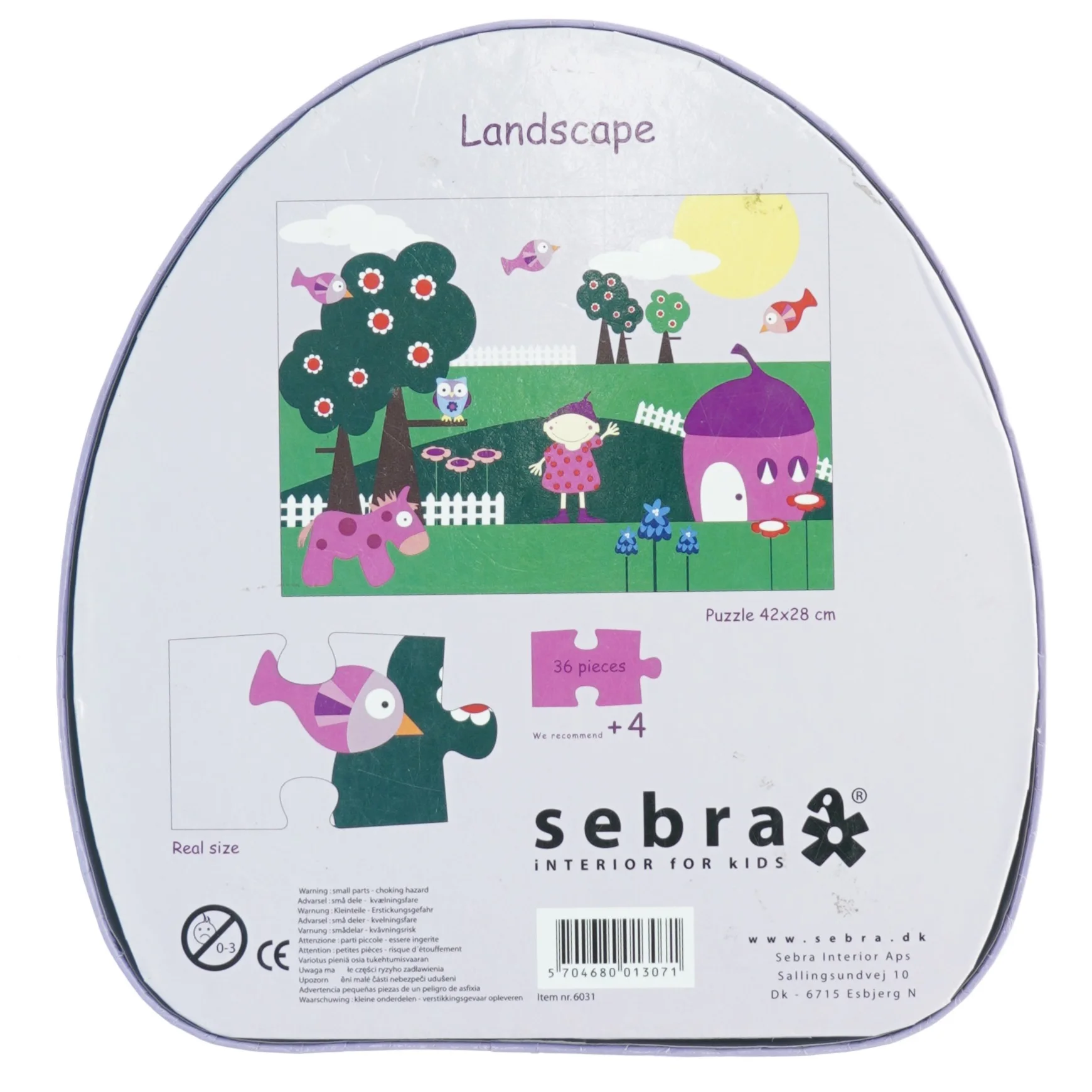 Ugle puslespil fra Sebra (str. 42 x, 28 cm)