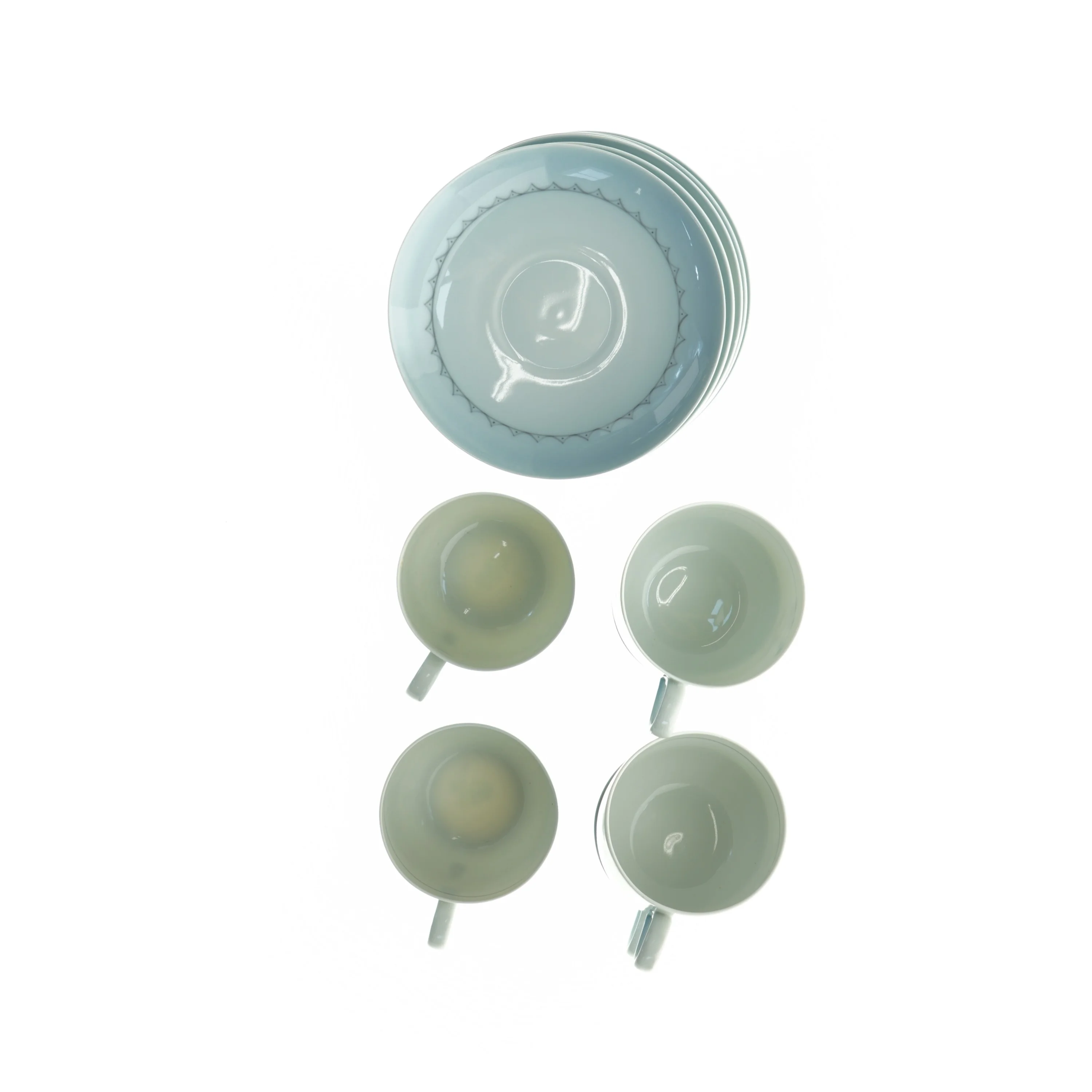 Porcelæn kaffesæt med blomstermotiv, Blå kornblomst, Demeter fra Bing Og Grøndahl (str. Diameter 13,5 cm h 7 cm)