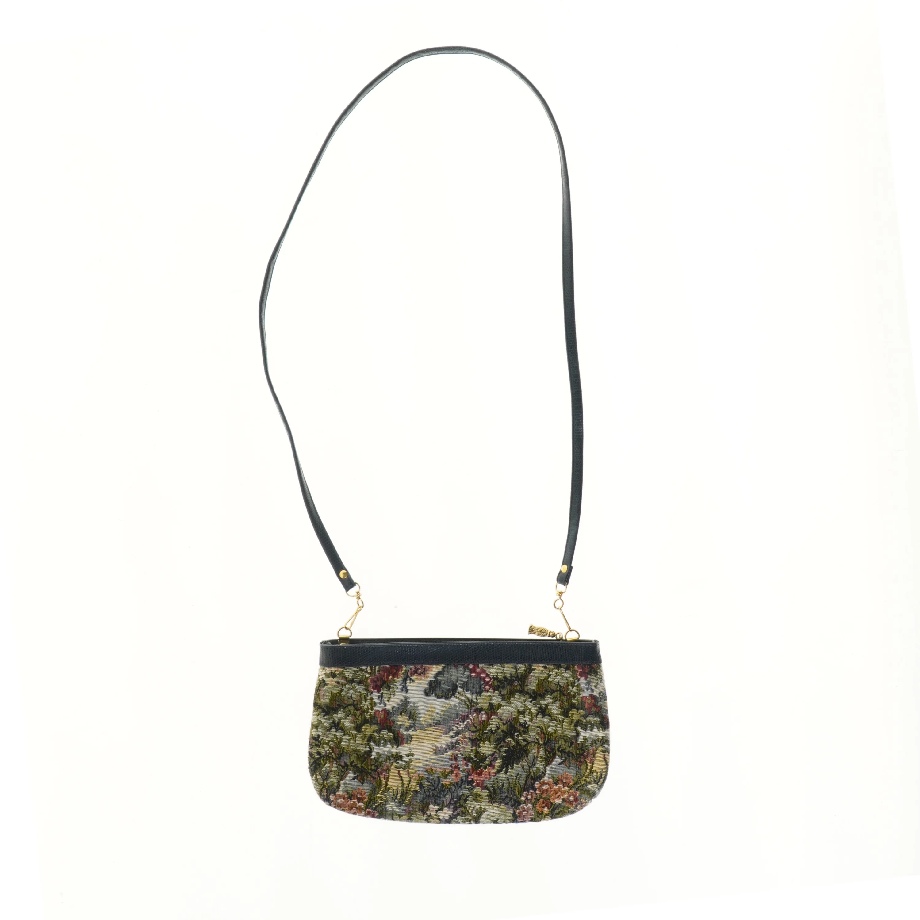 Taske med landskabsmotiv. Gobeling fra Beligien.  (str. 25x15 cm)