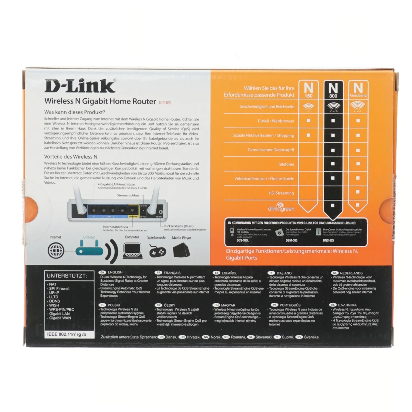 D-Link DIR-652 trådløs router fra D-Link (str. 28x21 cm)