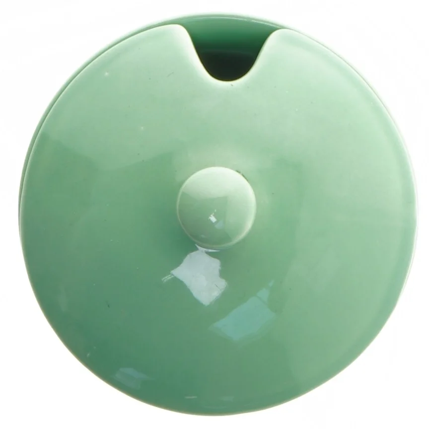 Grøn keramik krukke med låg fra Cerind (str. 11 cm)