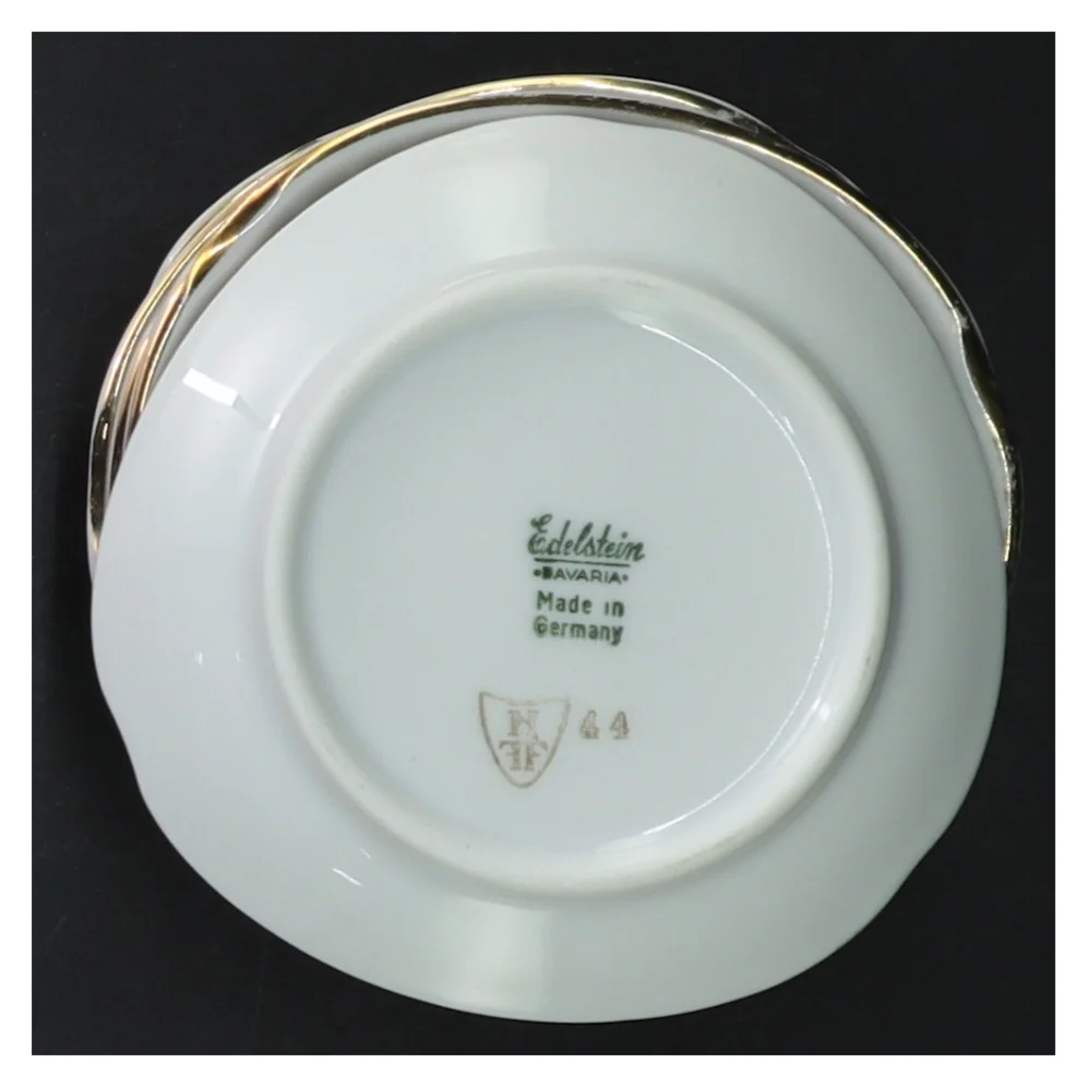 Porcelænstallerkener med blomstermotiv fra Edelstein Bavaria (str. 6 stk Ø 9 cm)