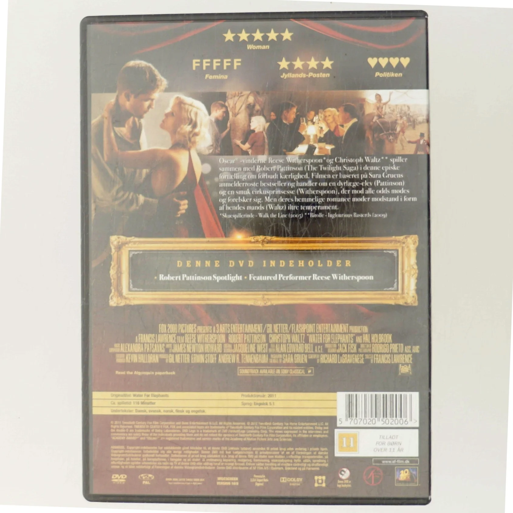 WATER FOR ELEPHANTS med Reese Witherspoon (DVD)