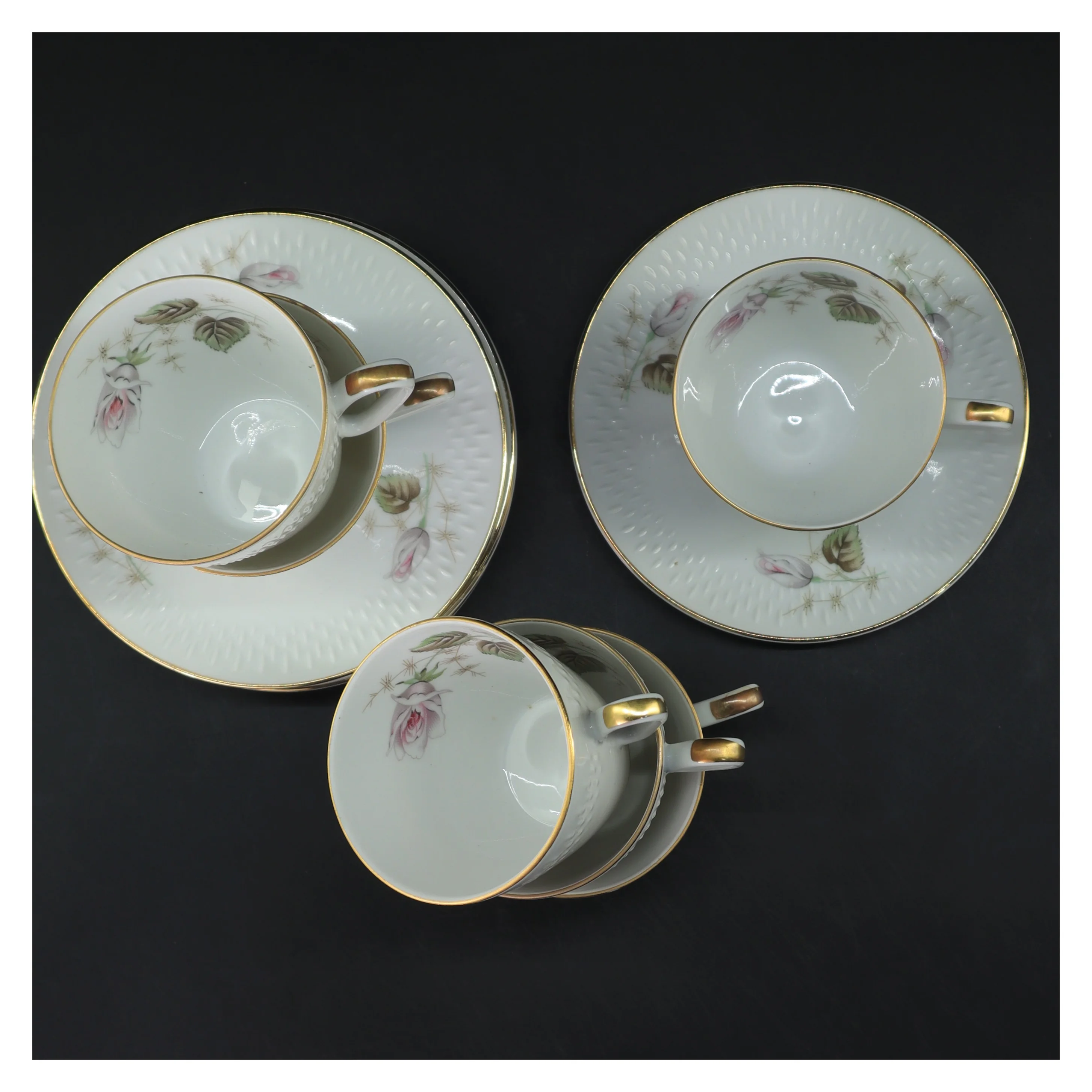 Porcelæns kaffekopper med underkopper fra Edelstein Bavaria (str. 6 stk Ø 7,5 & 13,5 cm)