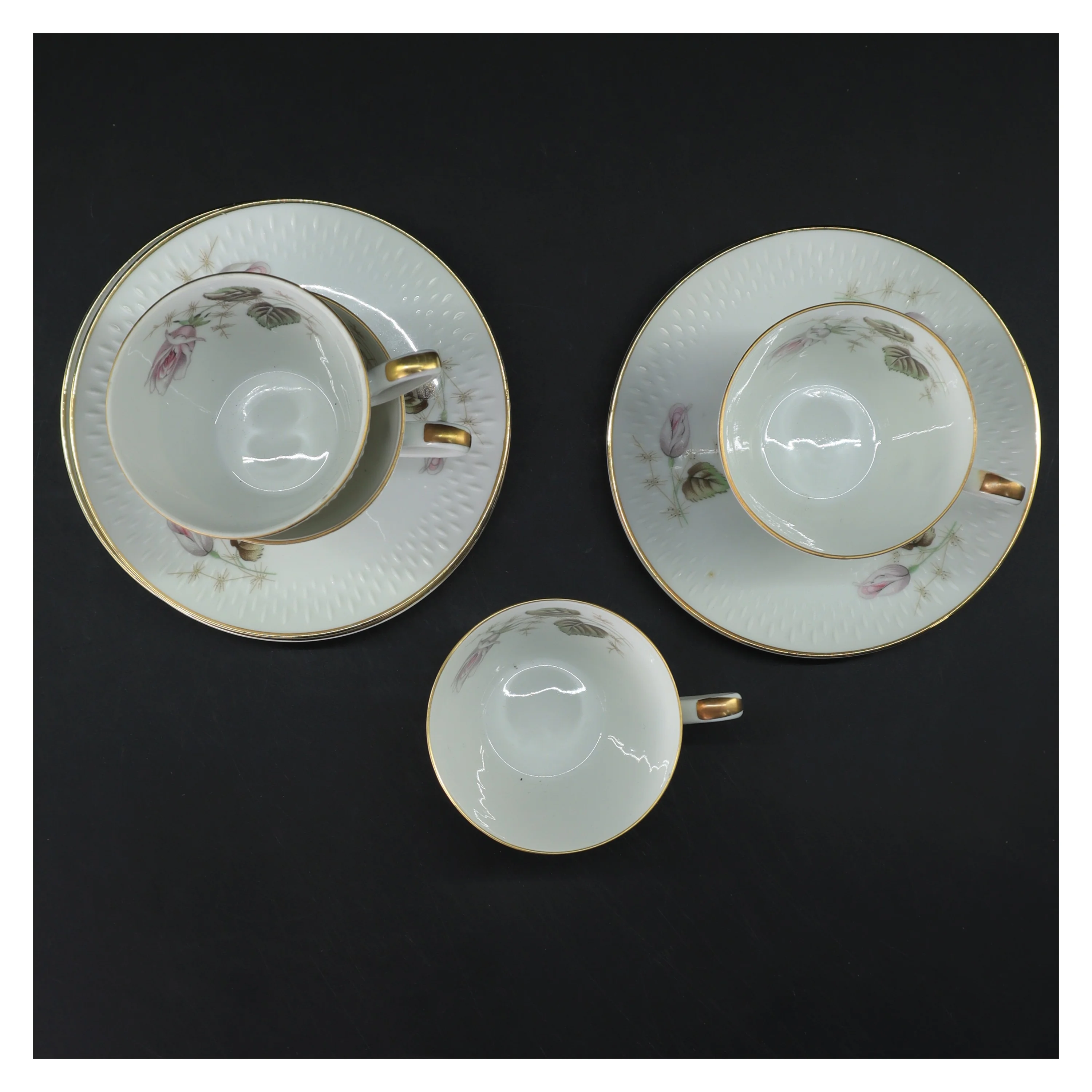 Sæt af kaffekopper med underkopper fra Egersund (str. 4 stk Ø 7,5 & 13,5 cm)