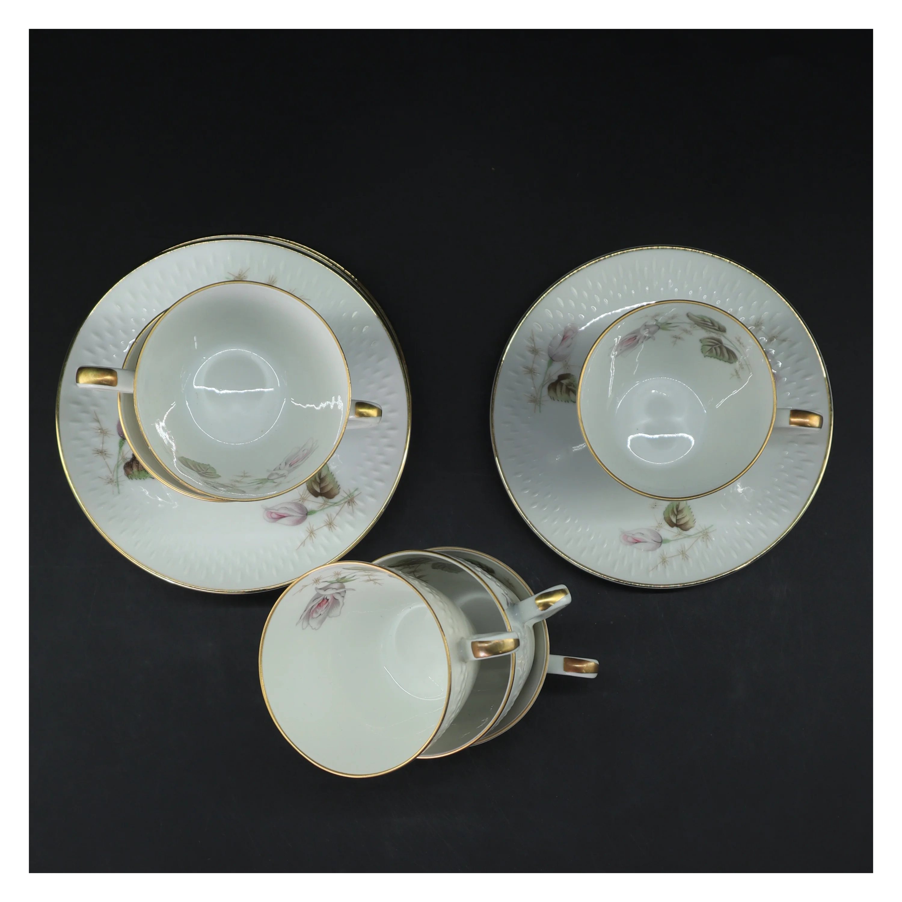 Porcelænskopper med underkopper fra Edelstein Bavaria (str. 6 stk Ø 7,5 & 13,5 cm)