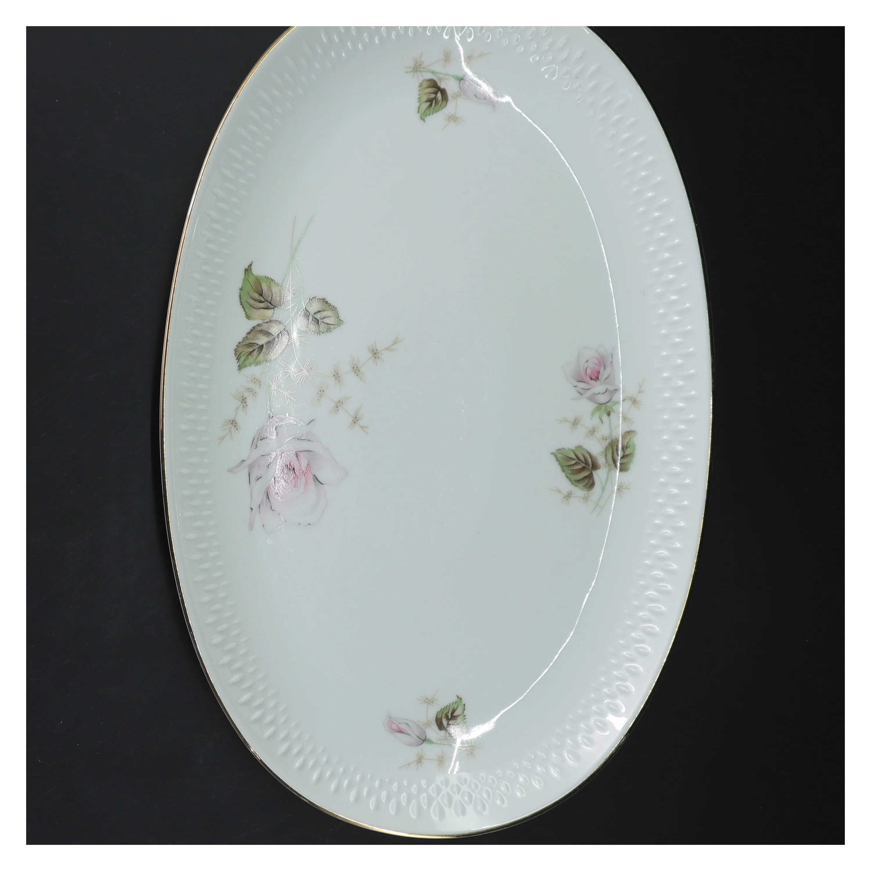 Porcelænsfad med blomsterdekoration fra Bavaria (str. 33 cm)
