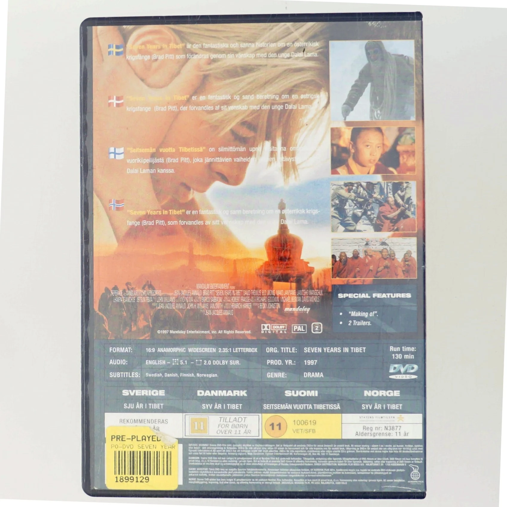 Seven Years in Tibet (M.p.) med Brad Pitt (DVD)